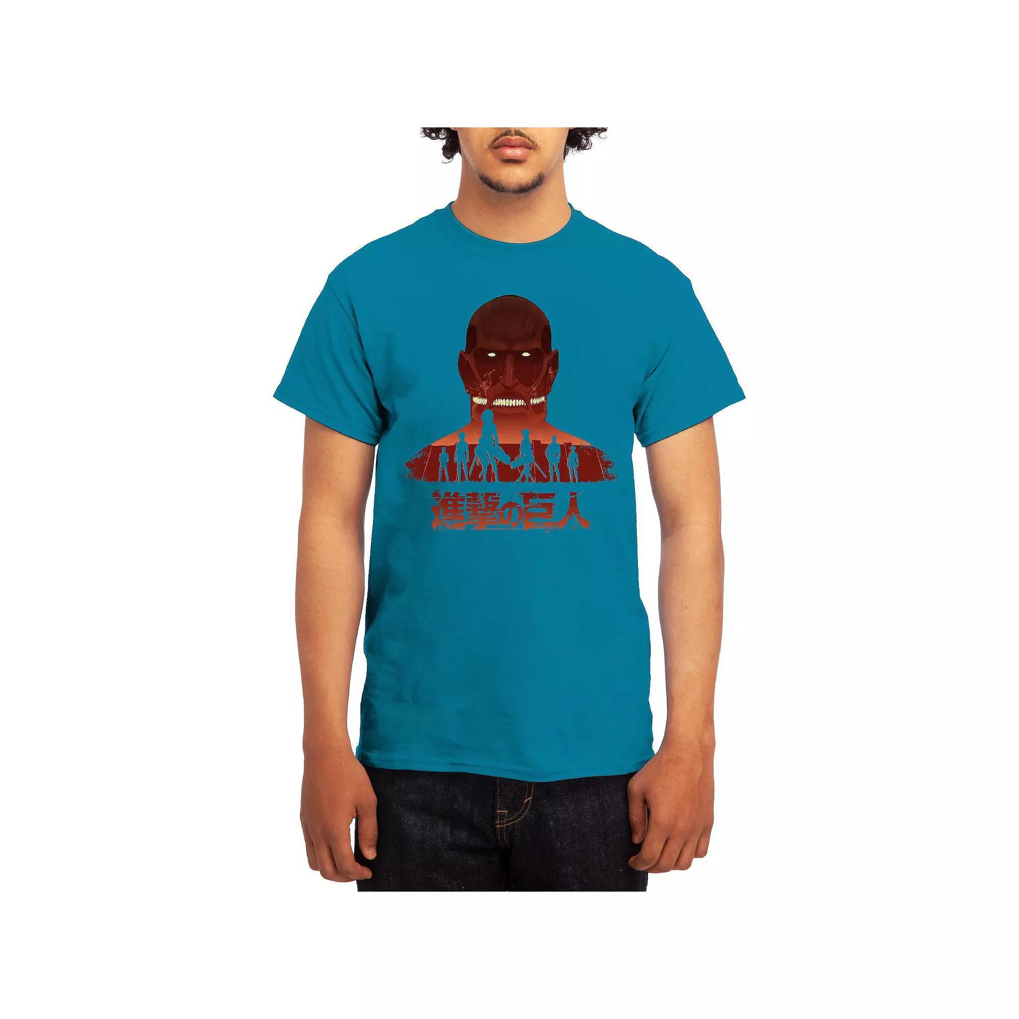 Men's Attack on Titan Titan Silhouette Sunset Tee, Size: Large, Turquoise Product Image