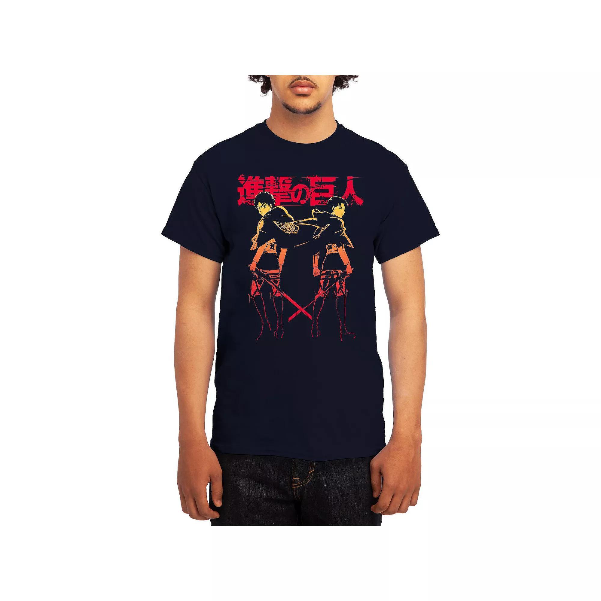 Men's Attack on Titan Alphabet Soup Graphic Tee, Size: Large, Grey Red Product Image
