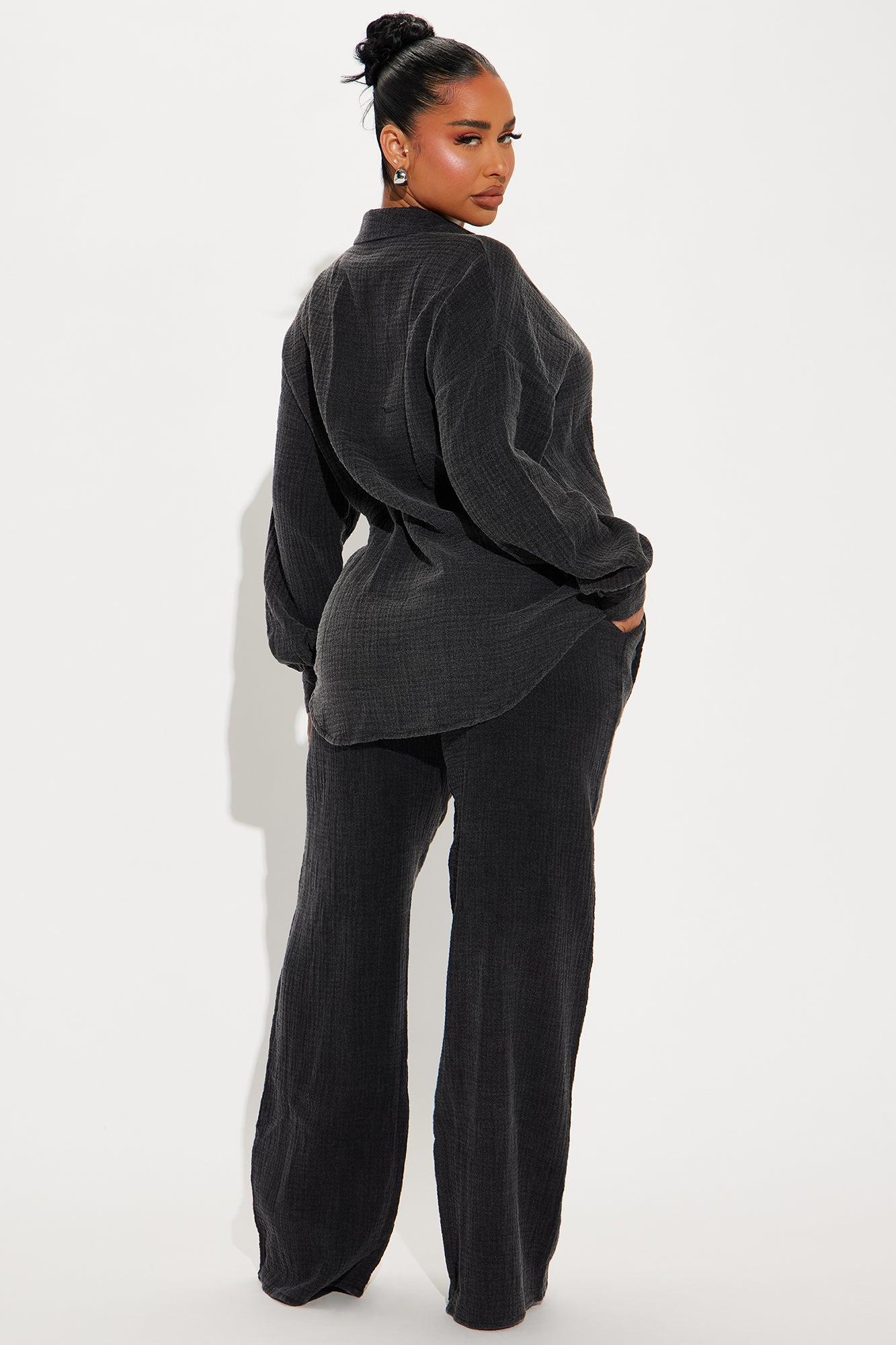 Over The Clouds Washed Pant Set - Black Product Image