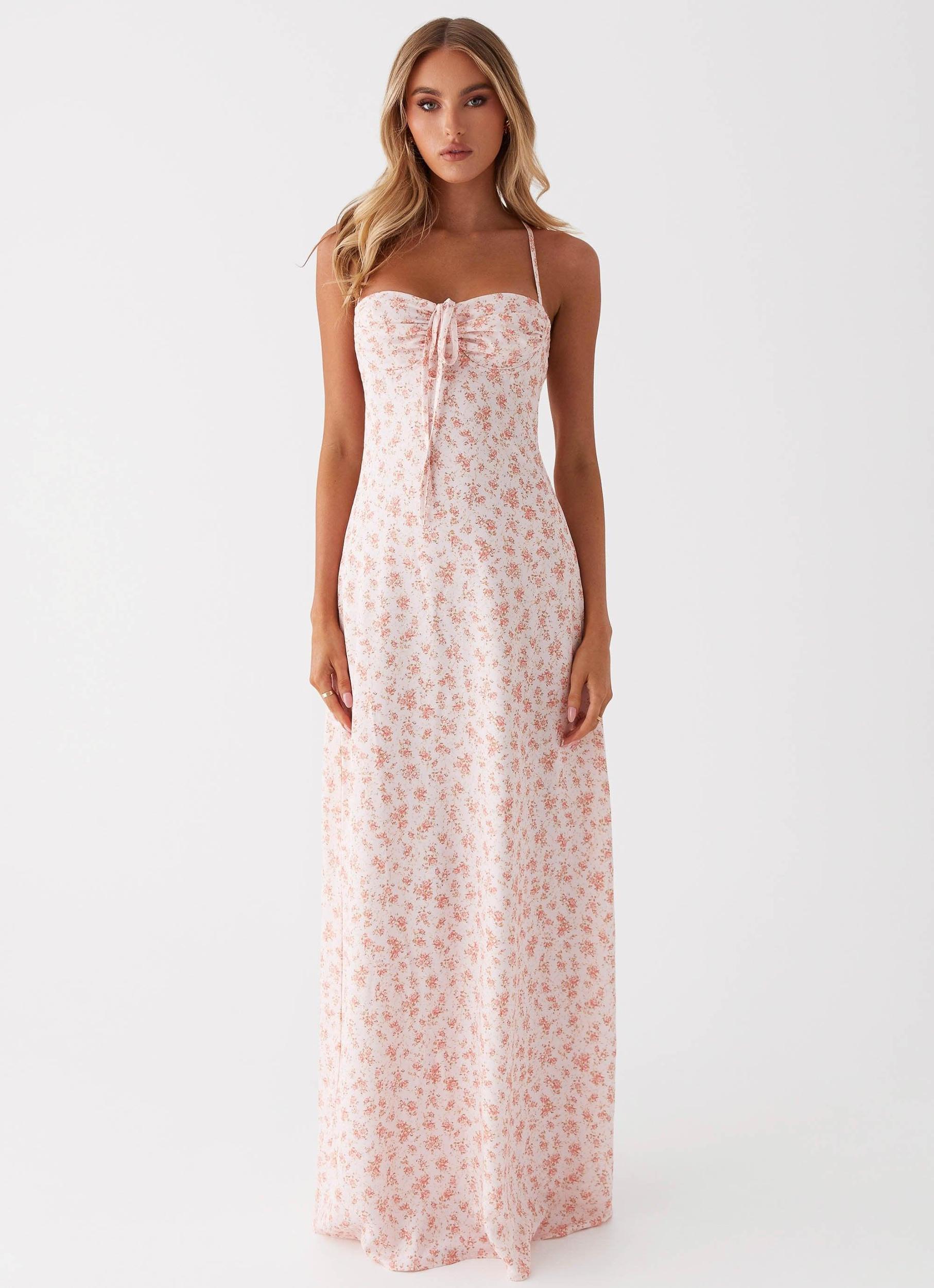 Aveline Bustier Maxi Dress - Pink Ditsy Floral Product Image