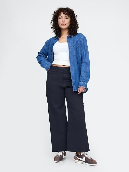 High Rise Stride Wide-Leg Ankle Khakis Product Image