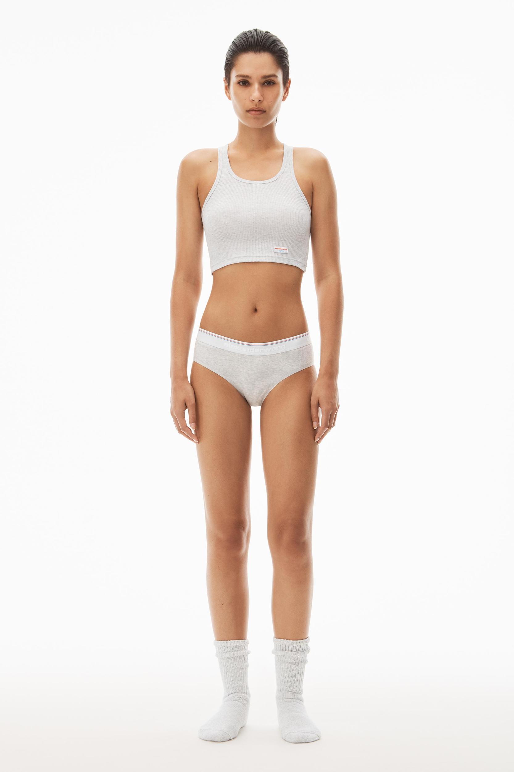 Cropped Racerback Tank In Ribbed Cotton Jersey Product Image