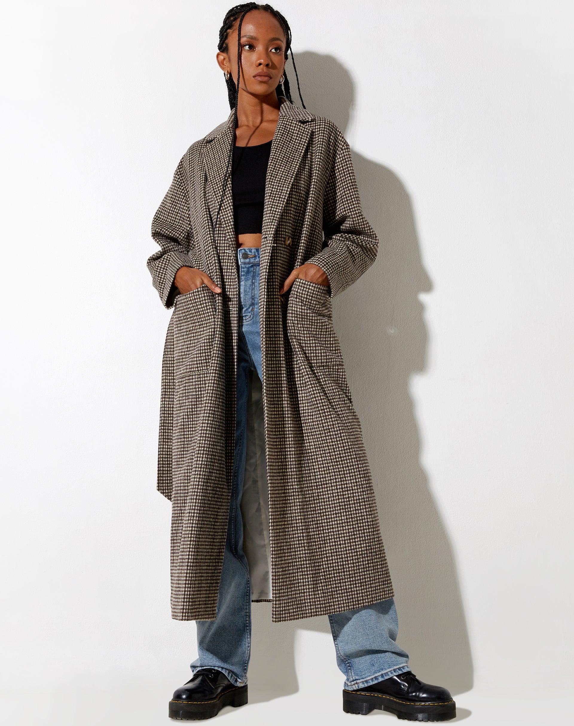 Herdina Coat in Houndstooth Brown Product Image