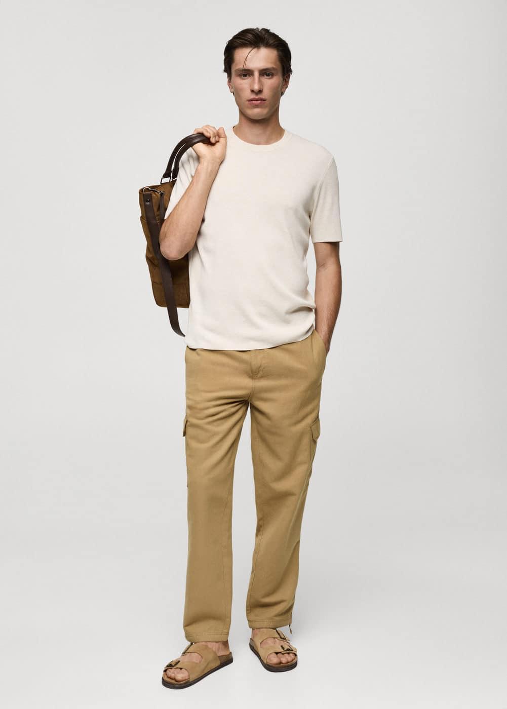 Mango Mens Cotton-Linen Cargo Pants Product Image