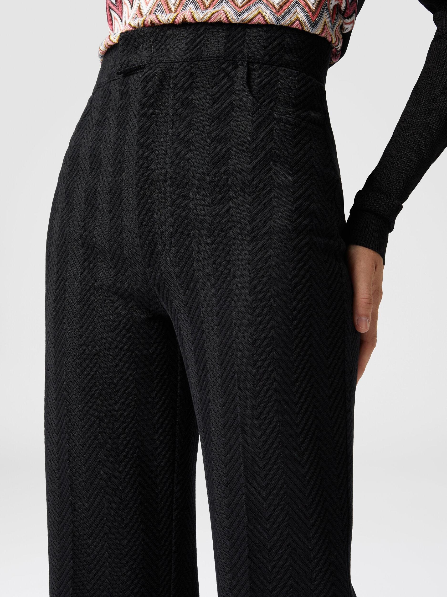 Classic trousers in cotton and zigzag viscose with cropped hem Product Image