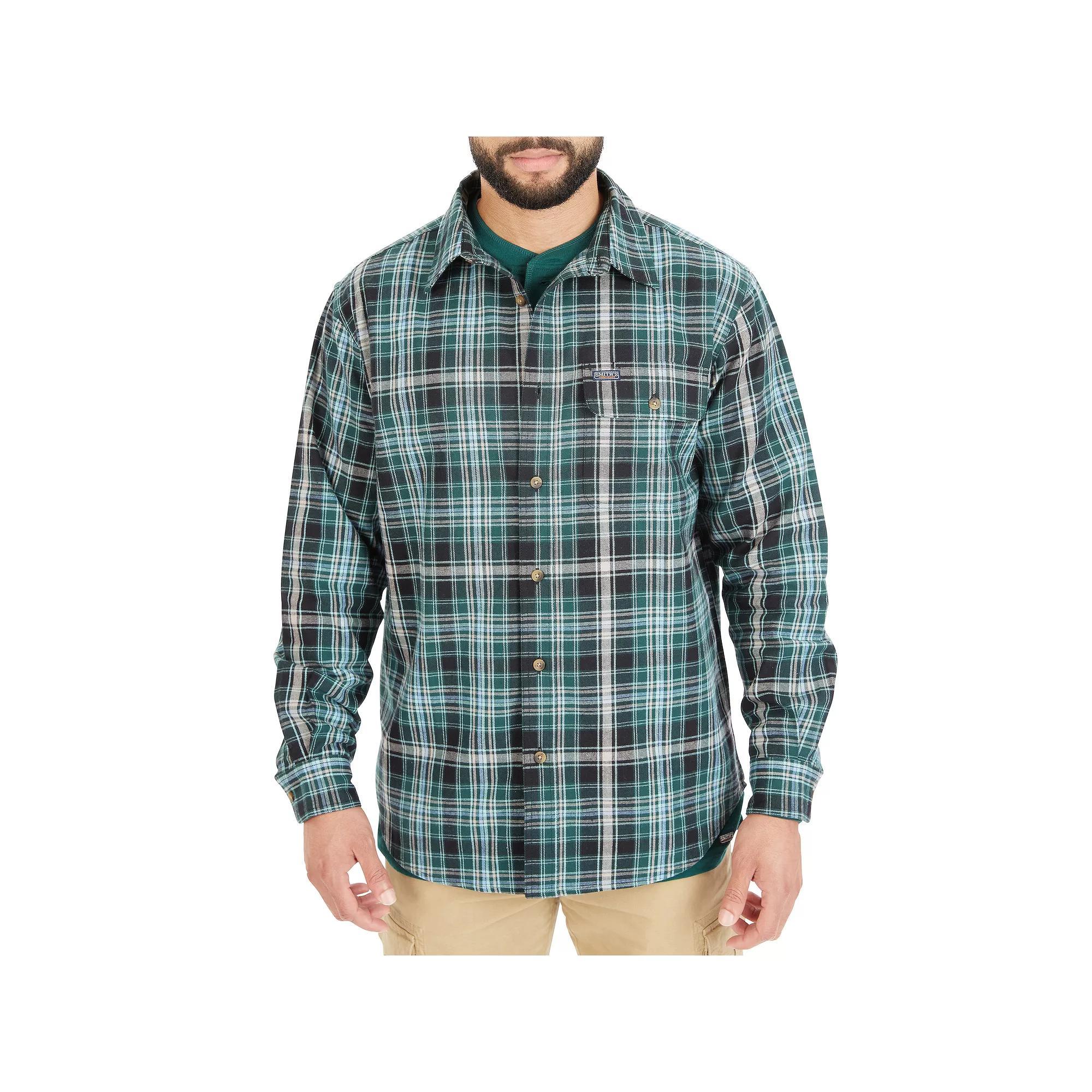 Men's Smith's Workwear Buffalo Plaid Flannel Button-Down Shirt, Size: XXL, Blue Brown Product Image