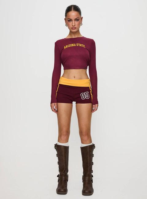 ASU Foldover Shorts Maroon Product Image