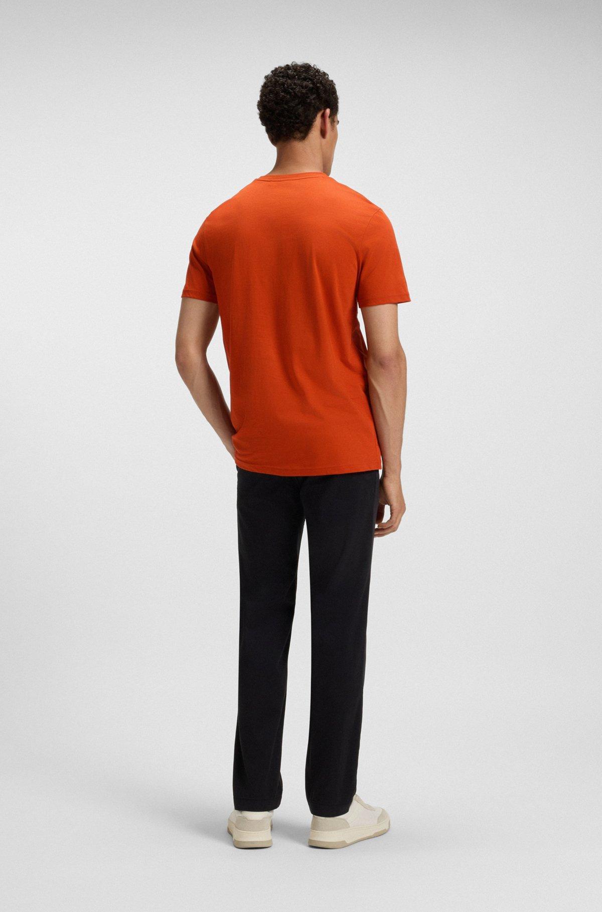 BOSS - Cotton-jersey T-shirt with curved-logo print - Light Orange Product Image