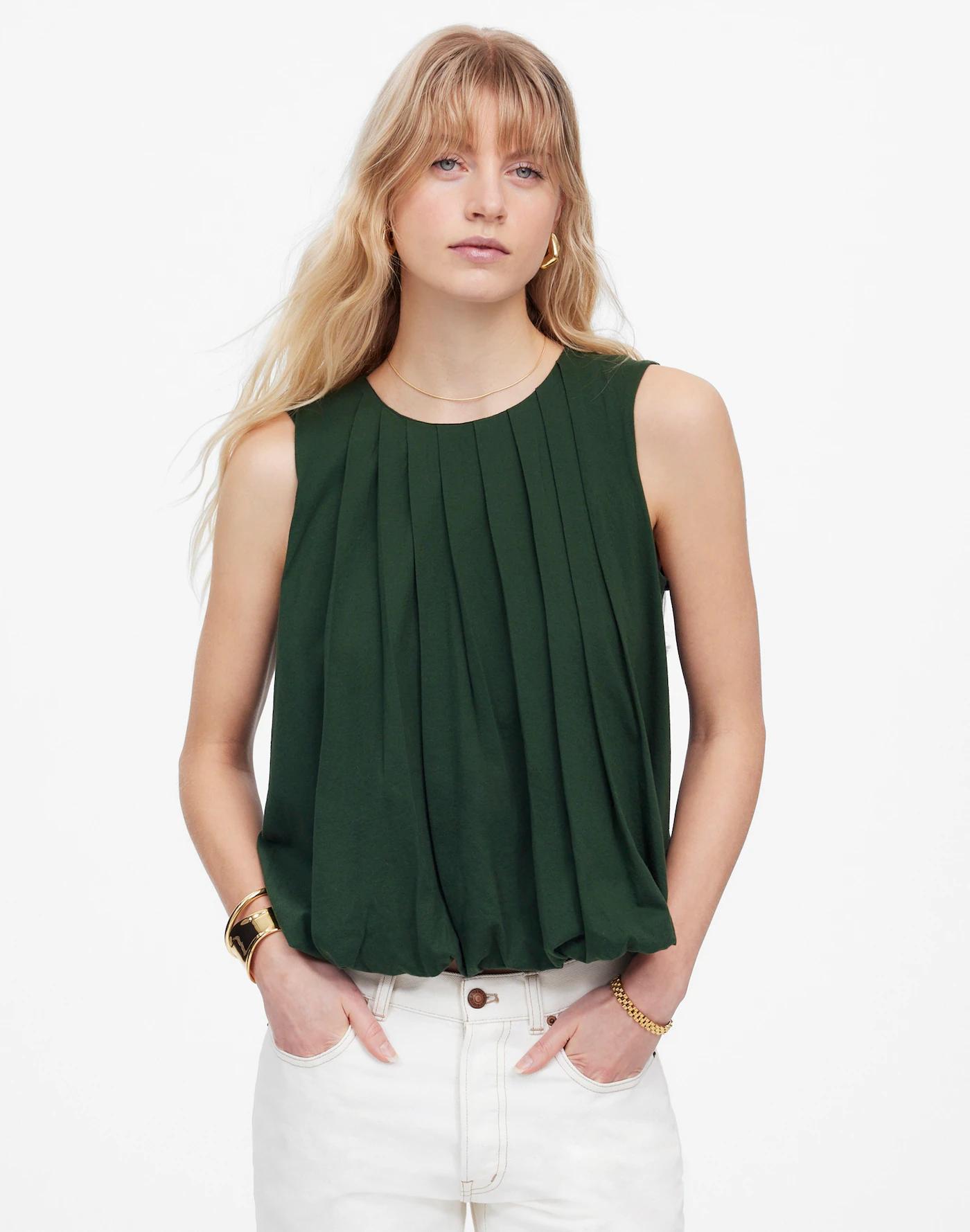 Sleeveless Crewneck Bubble Top Product Image