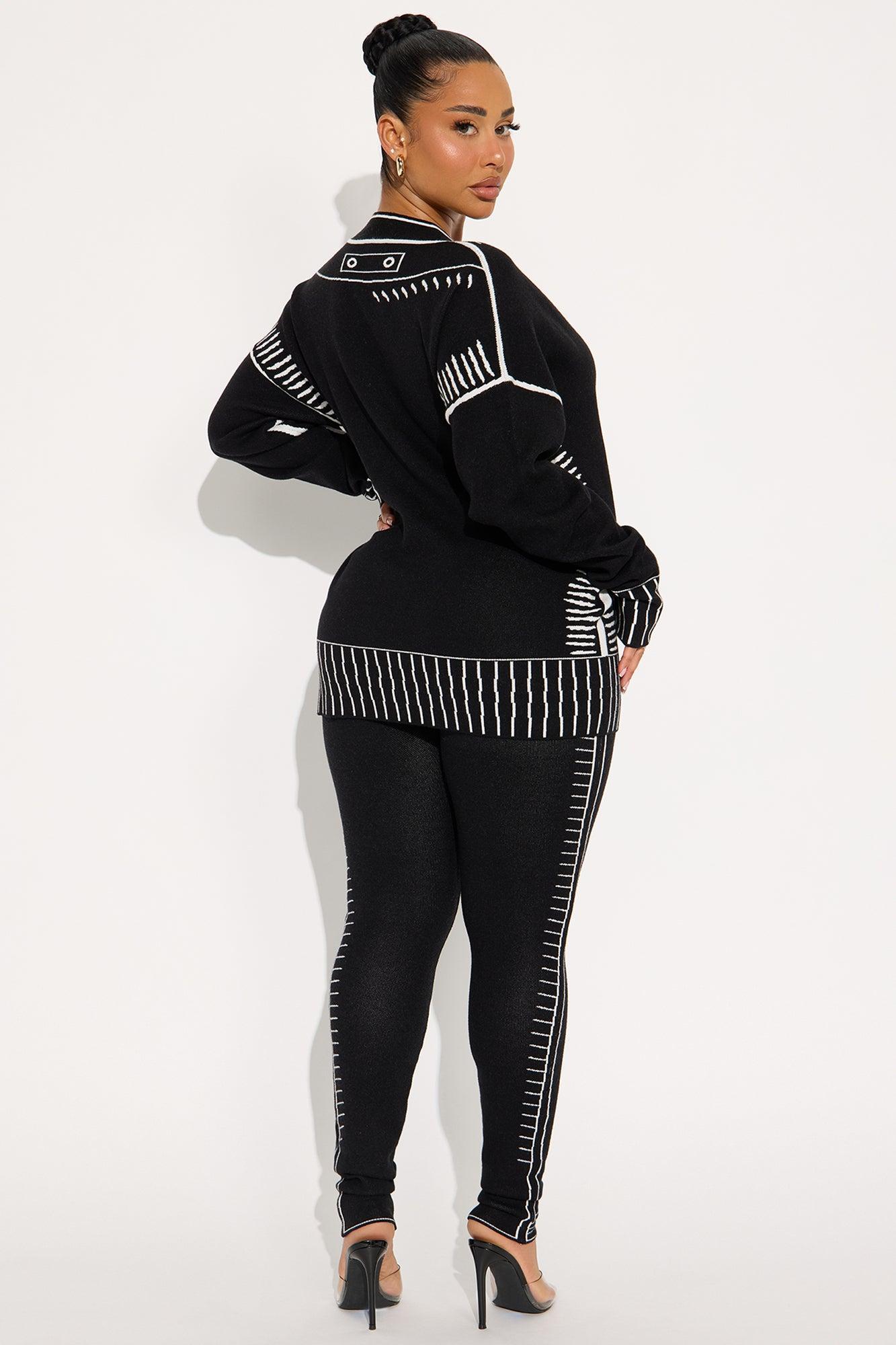 Riley Sweater Pant Set - Black/White Product Image