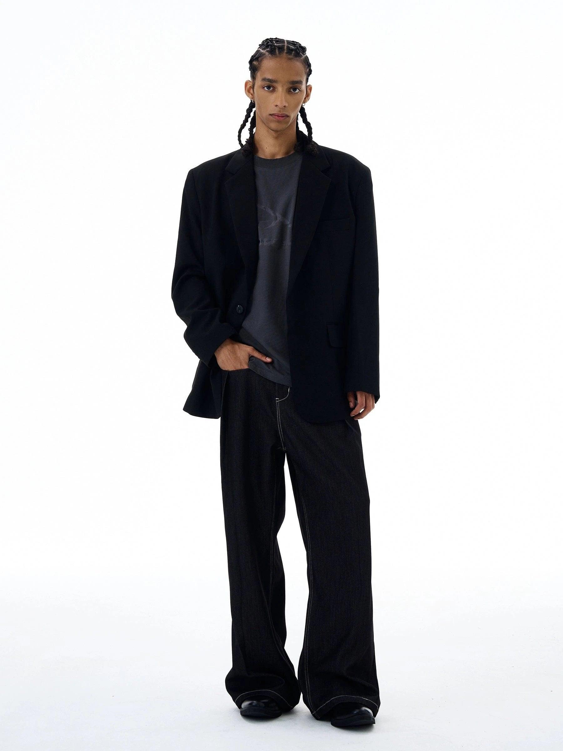 RT No. 19562 PLEATED BLACK FLARE JEANS Product Image