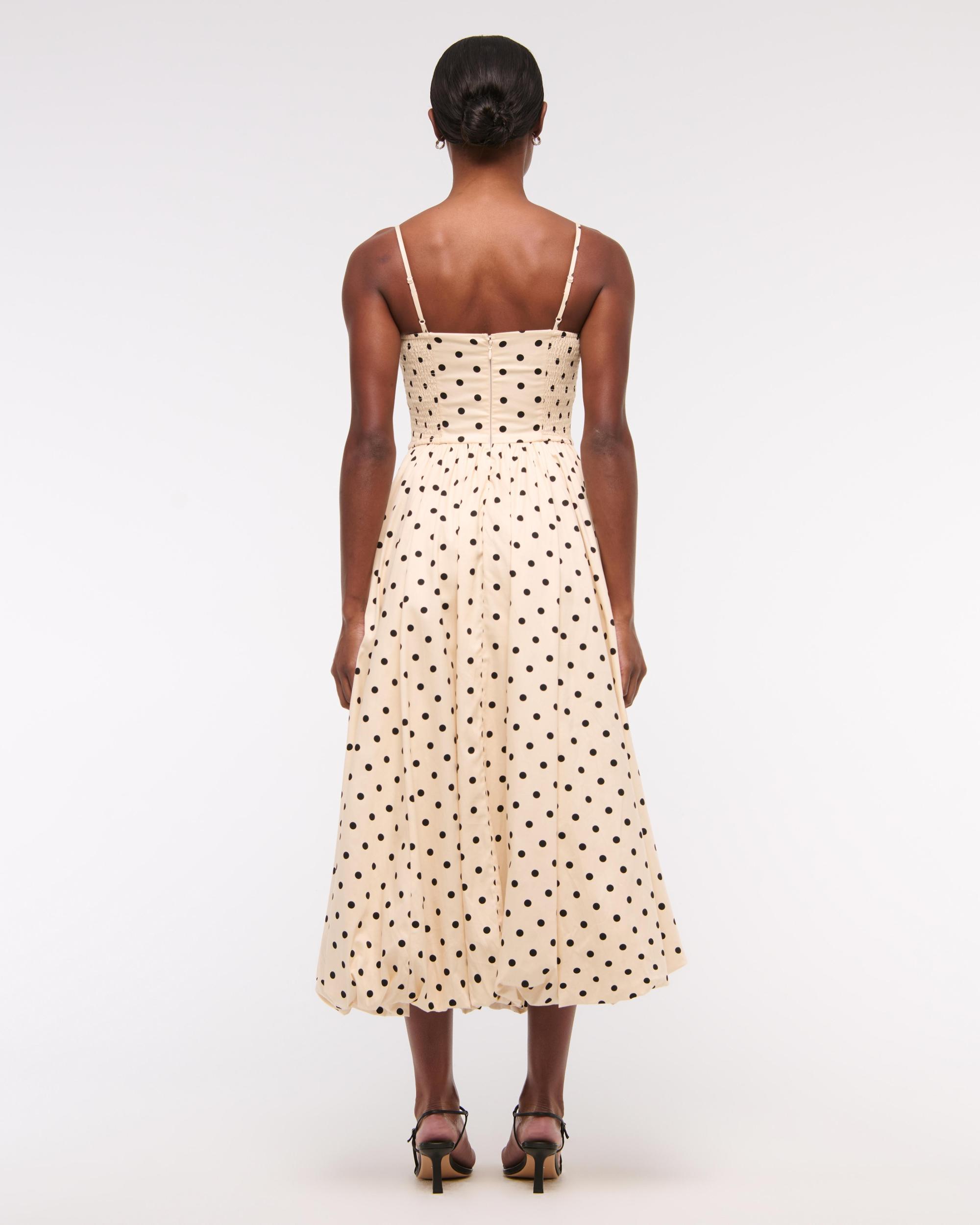 Dipped-Waist Bubble Hem Midi Dress Product Image