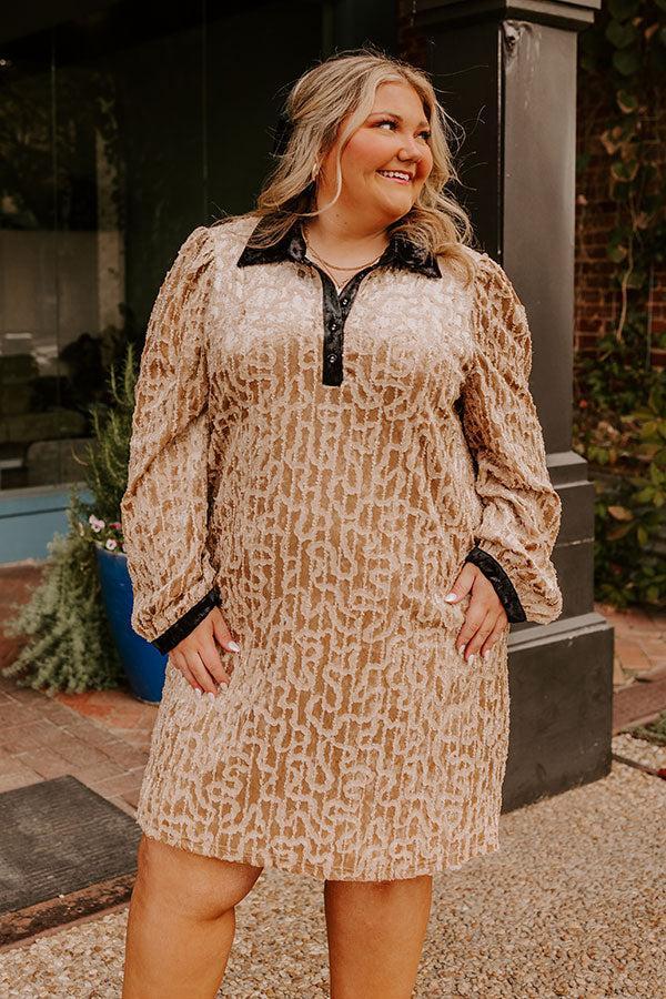 Chardonnay And Candlelight Velvet Mini Dress in Iced Latte Curves Product Image