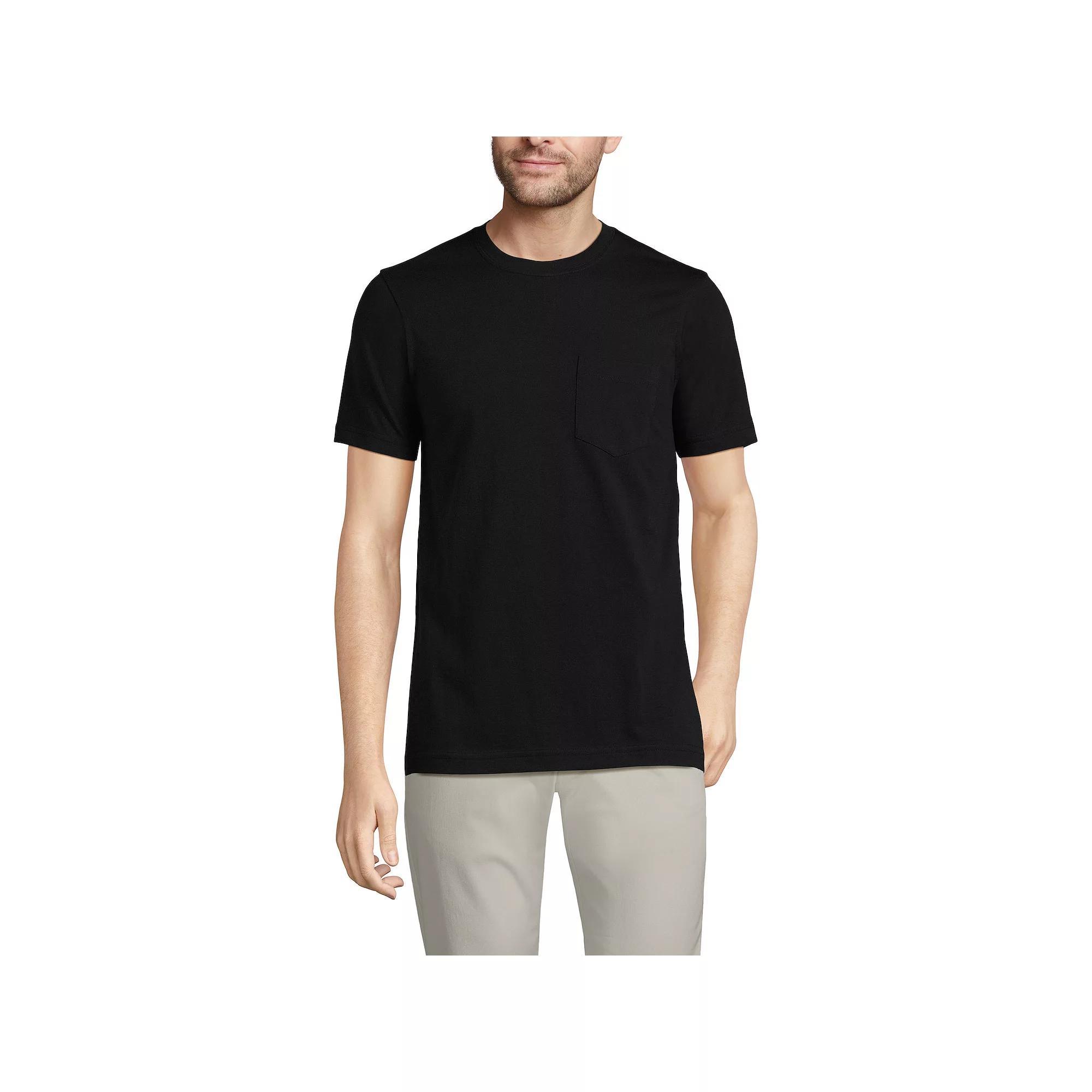Men's Lands' End Supima Pocket Tee, Size: Medium, Black Product Image