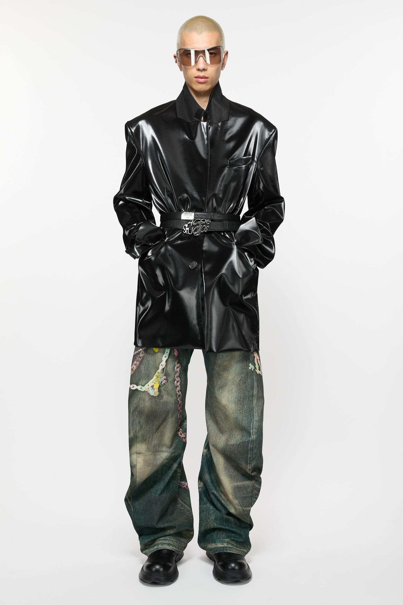 Single-breasted glossed overcoat Product Image
