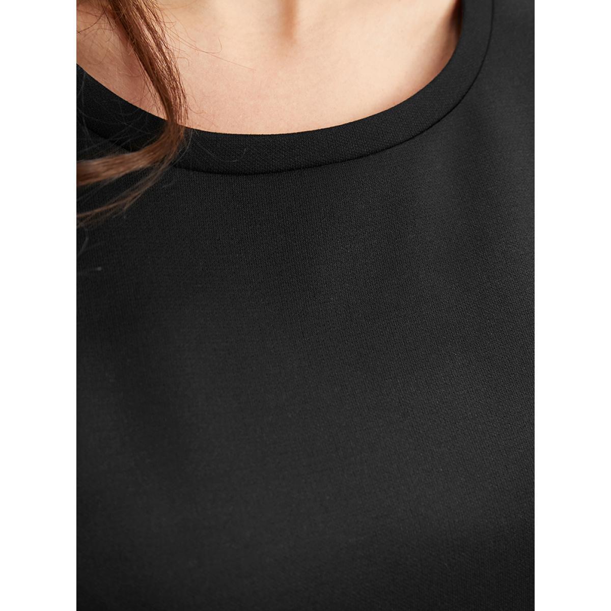 Plus Size Star Print Round Neck Drop Shoulder Sweatshirt Women Black Elegant Printed Round Neck Dailywear Sweatshirts BloomChic 14-16/1X Product Image