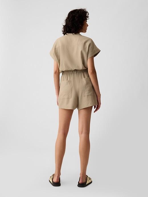 Linen-Blend Utility Romper Product Image
