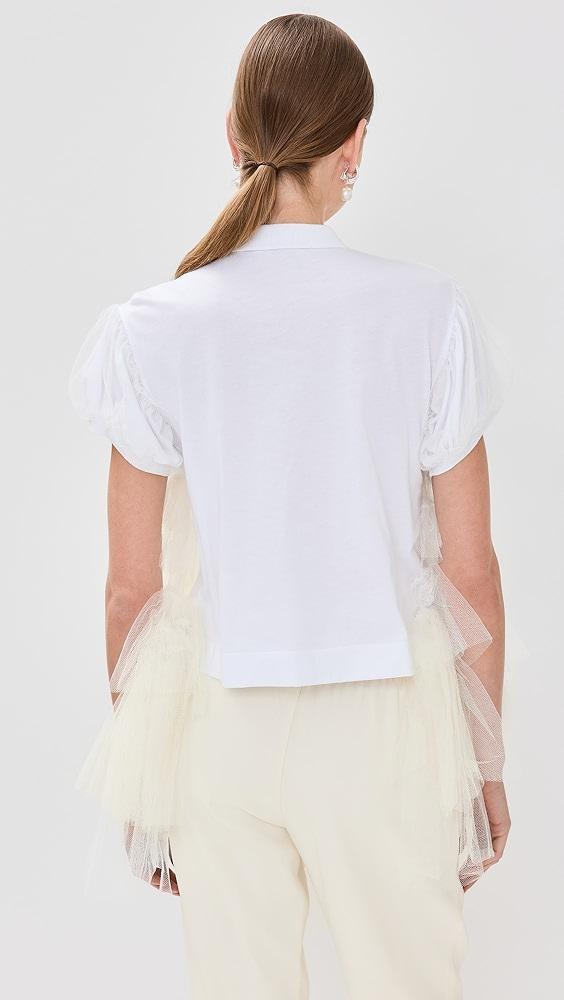 Simone Rocha Puff Sleeve Tulle Frill Polo Shirt | Shopbop Product Image