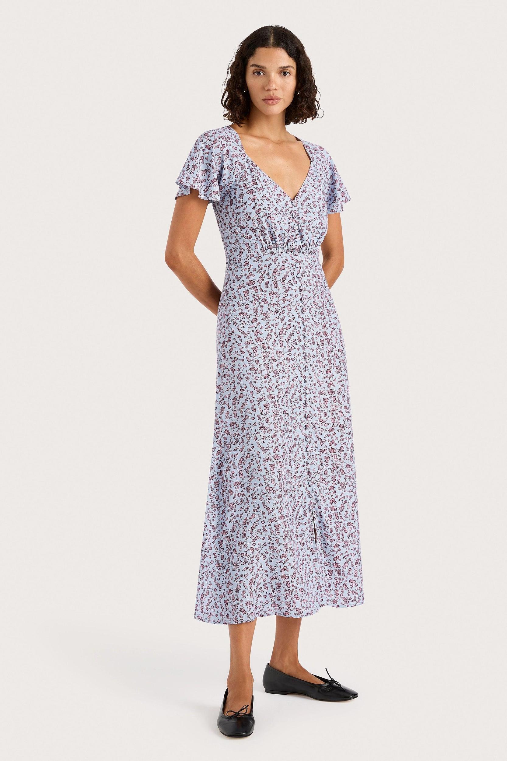 Olivia Maxi Dress Amaryllis Floral Blue Product Image