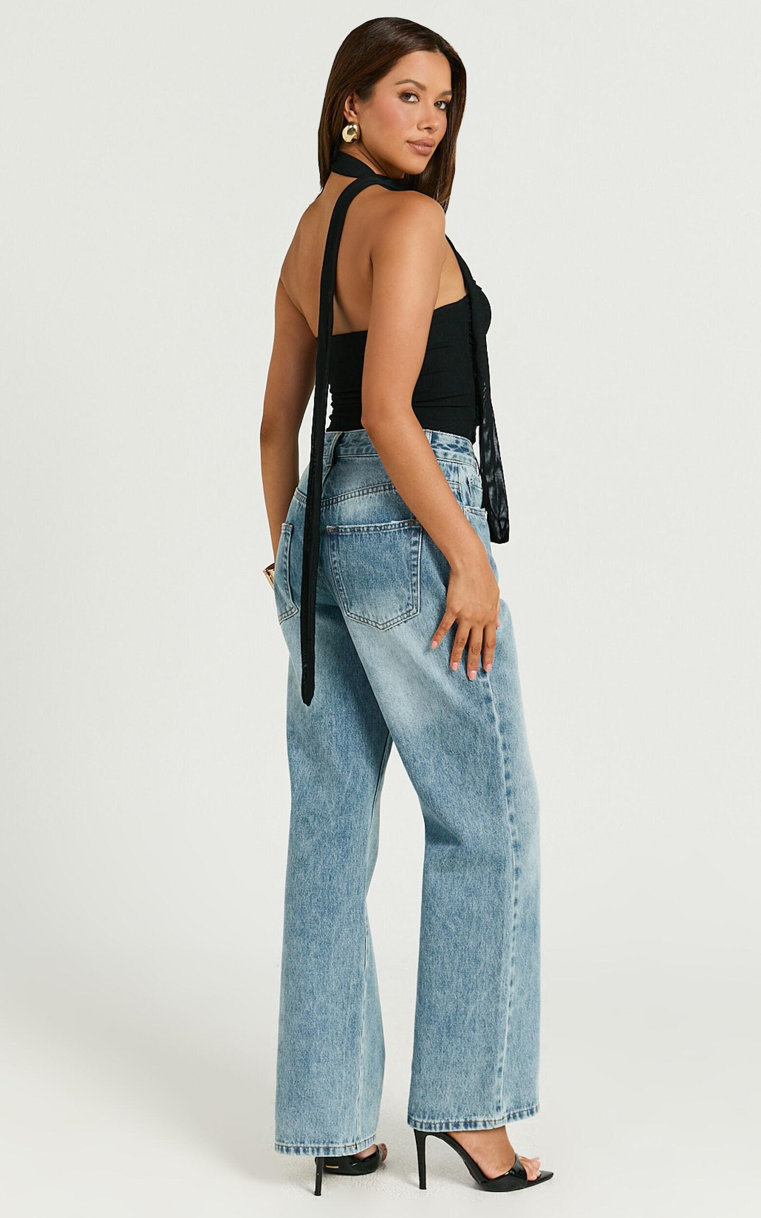 Vera Top - Strapless Mesh Top with Scarf in Black Product Image