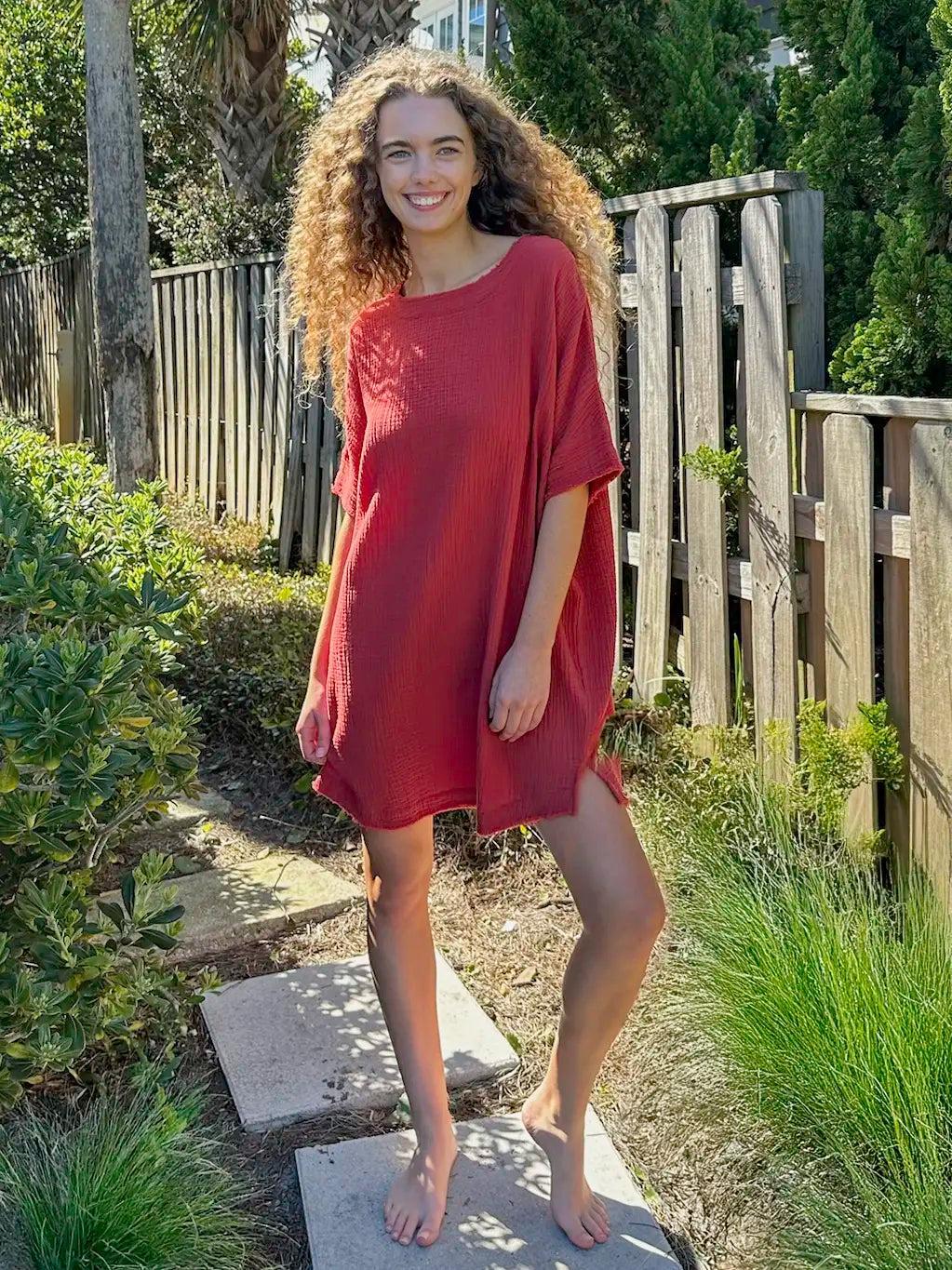 Cara Cotton Gauze Shift Dress Product Image