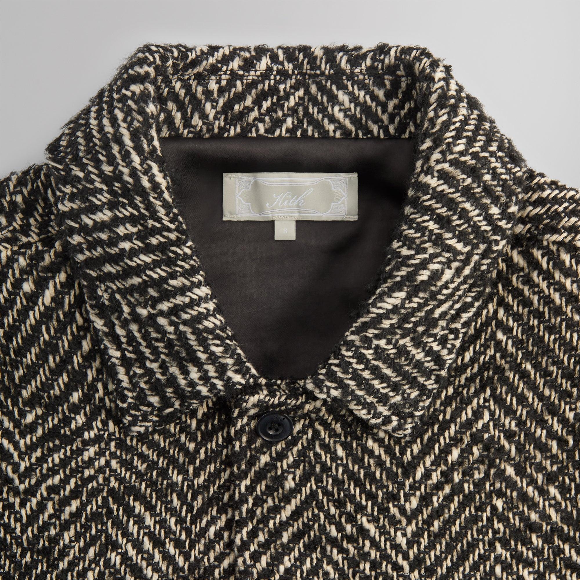 Kith Oversized Herringbone Boxy Collared Overshirt - Black Male Product Image