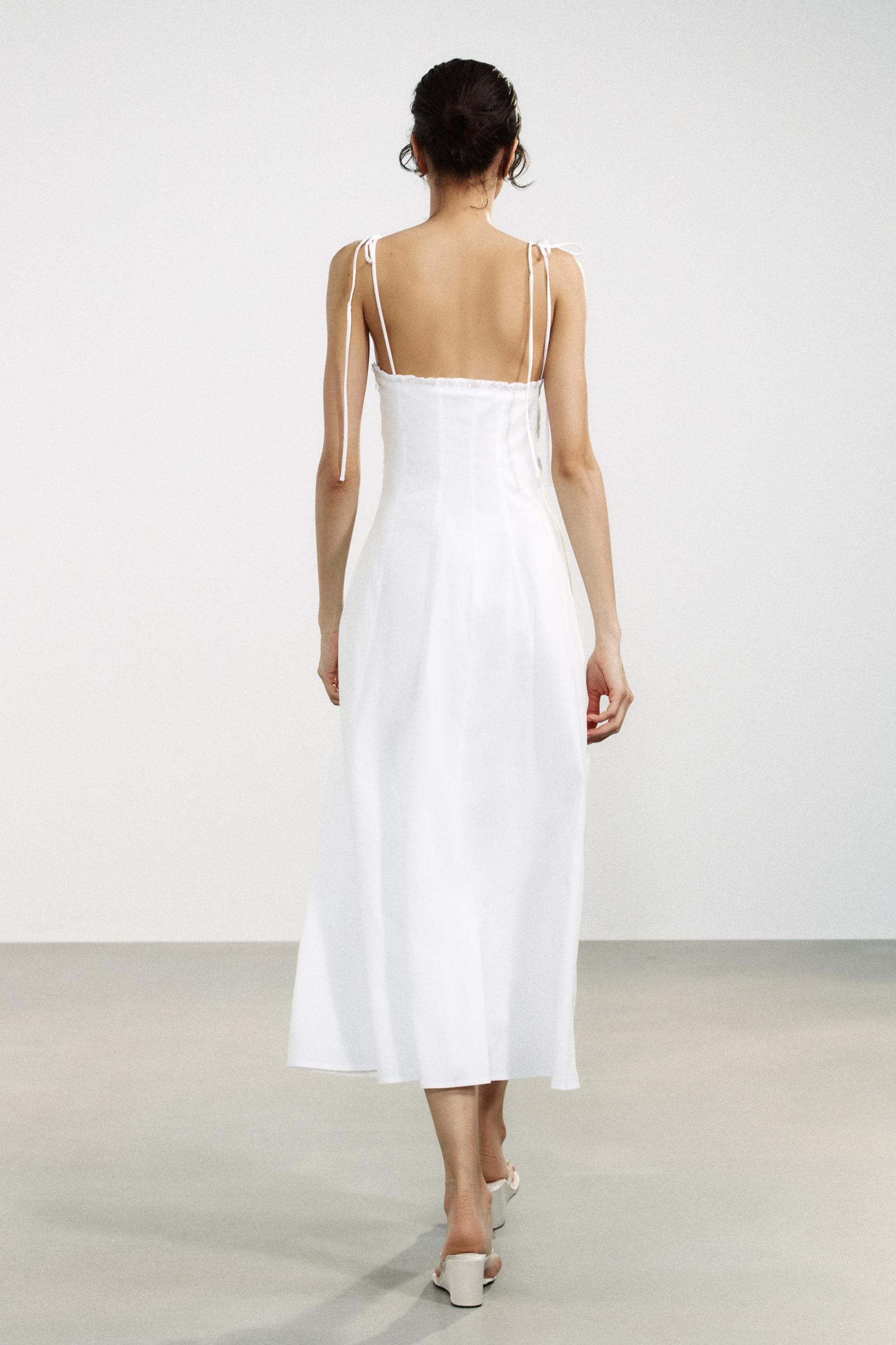 RUFFLED POPLIN MIDI DRESS Product Image