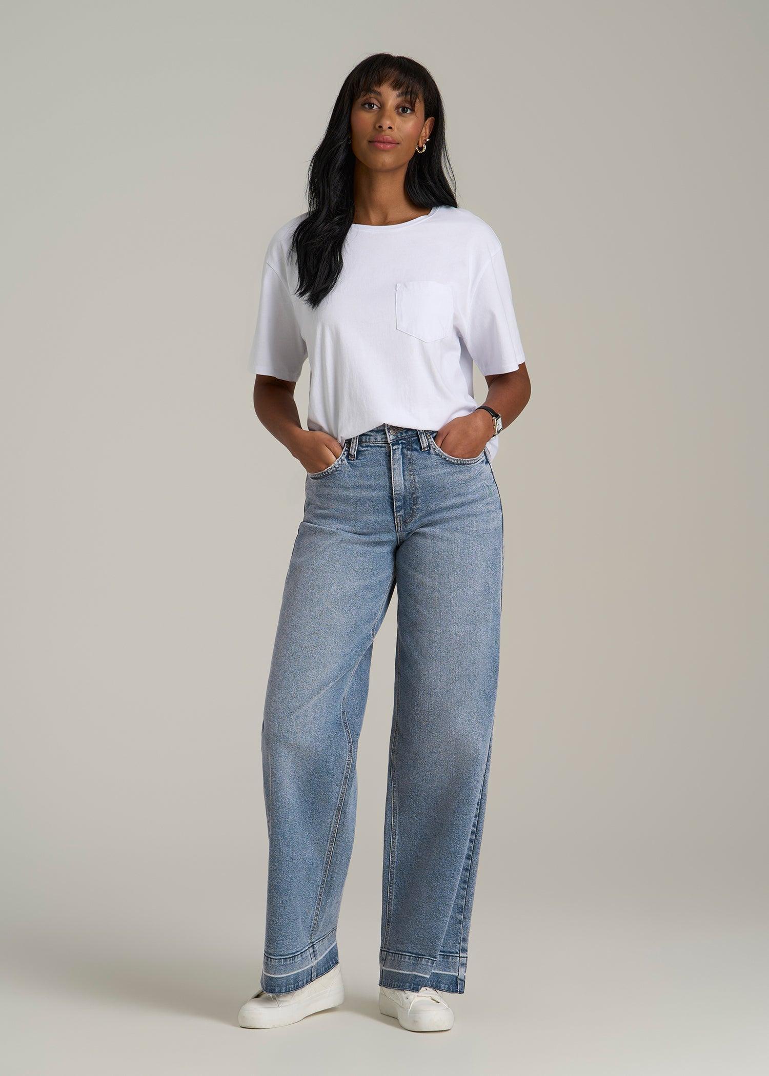 Luna High Rise Wide Leg Tall Jeans for Women in Perfect Blue Female Product Image