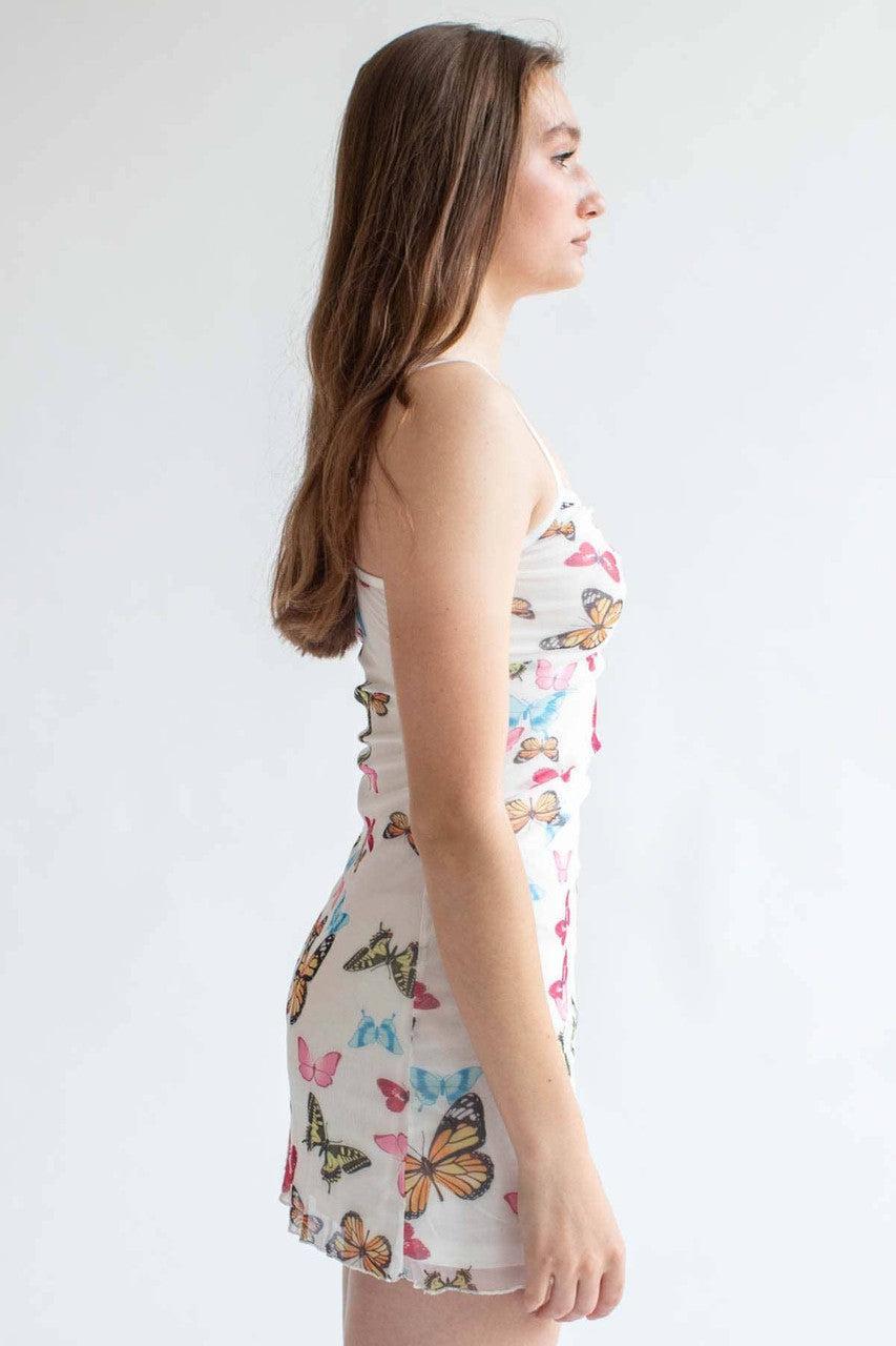 White Butterfly Mesh Dress Product Image