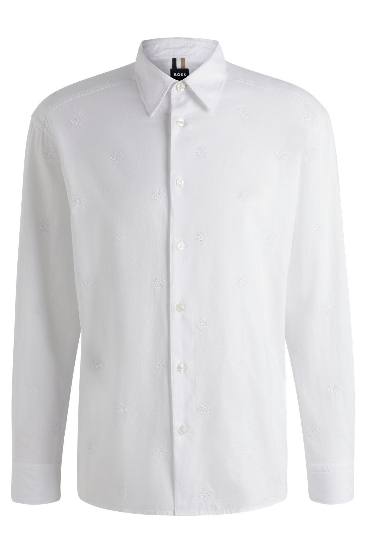 Relaxed-fit cotton shirt with embroidered Double B monograms Product Image