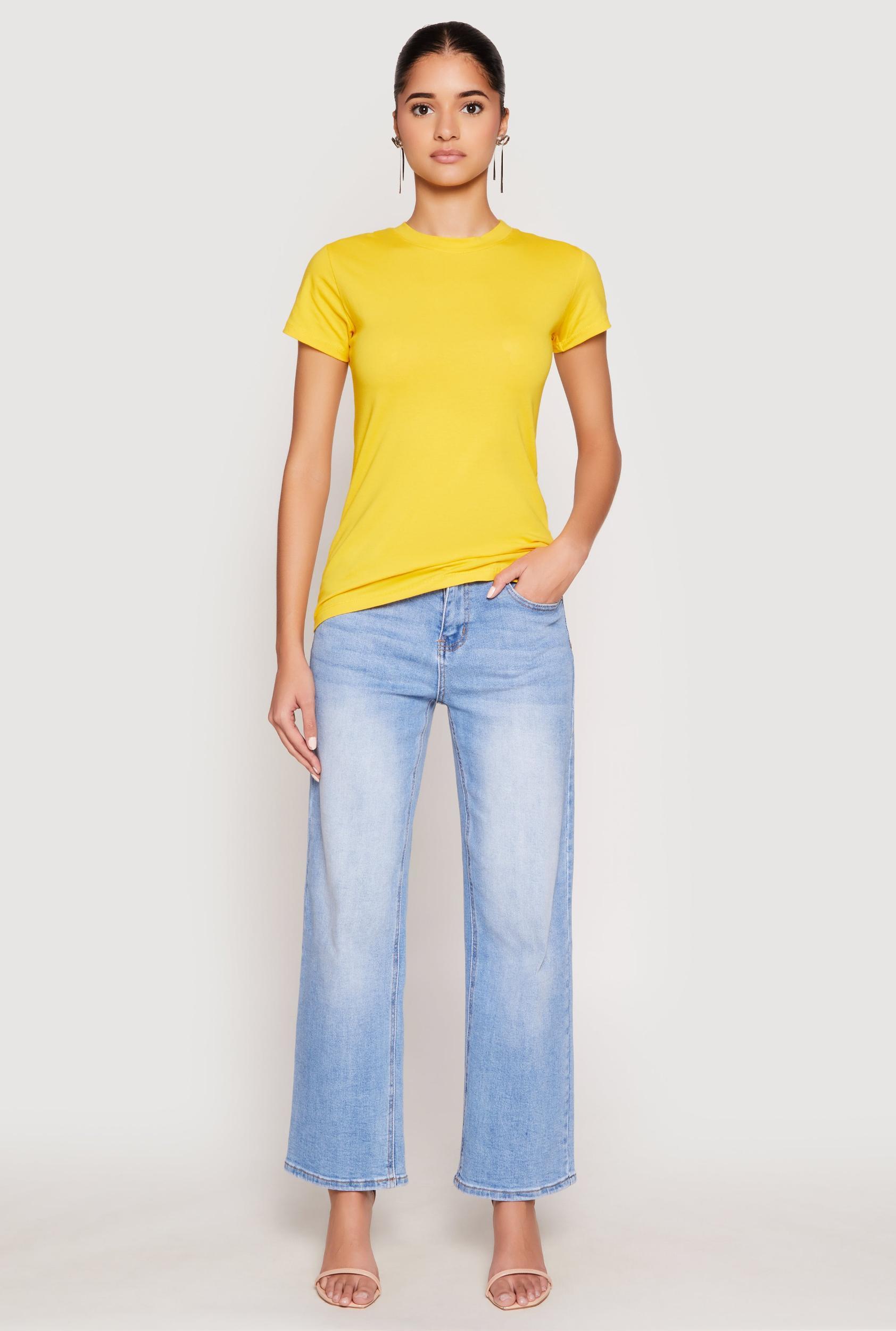 Womens High Neck Short Sleeve Tee Product Image