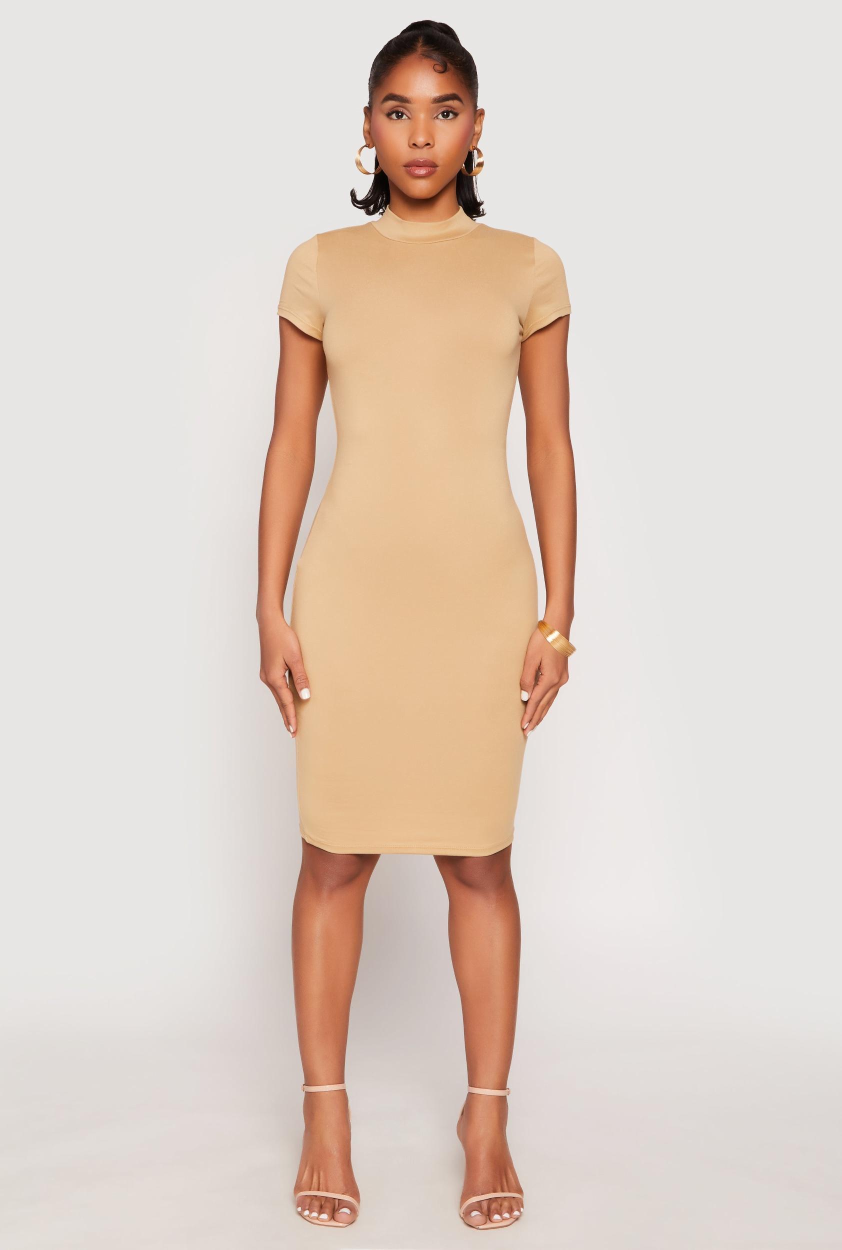 Womens Soft Knit Mock Neck Dress Product Image