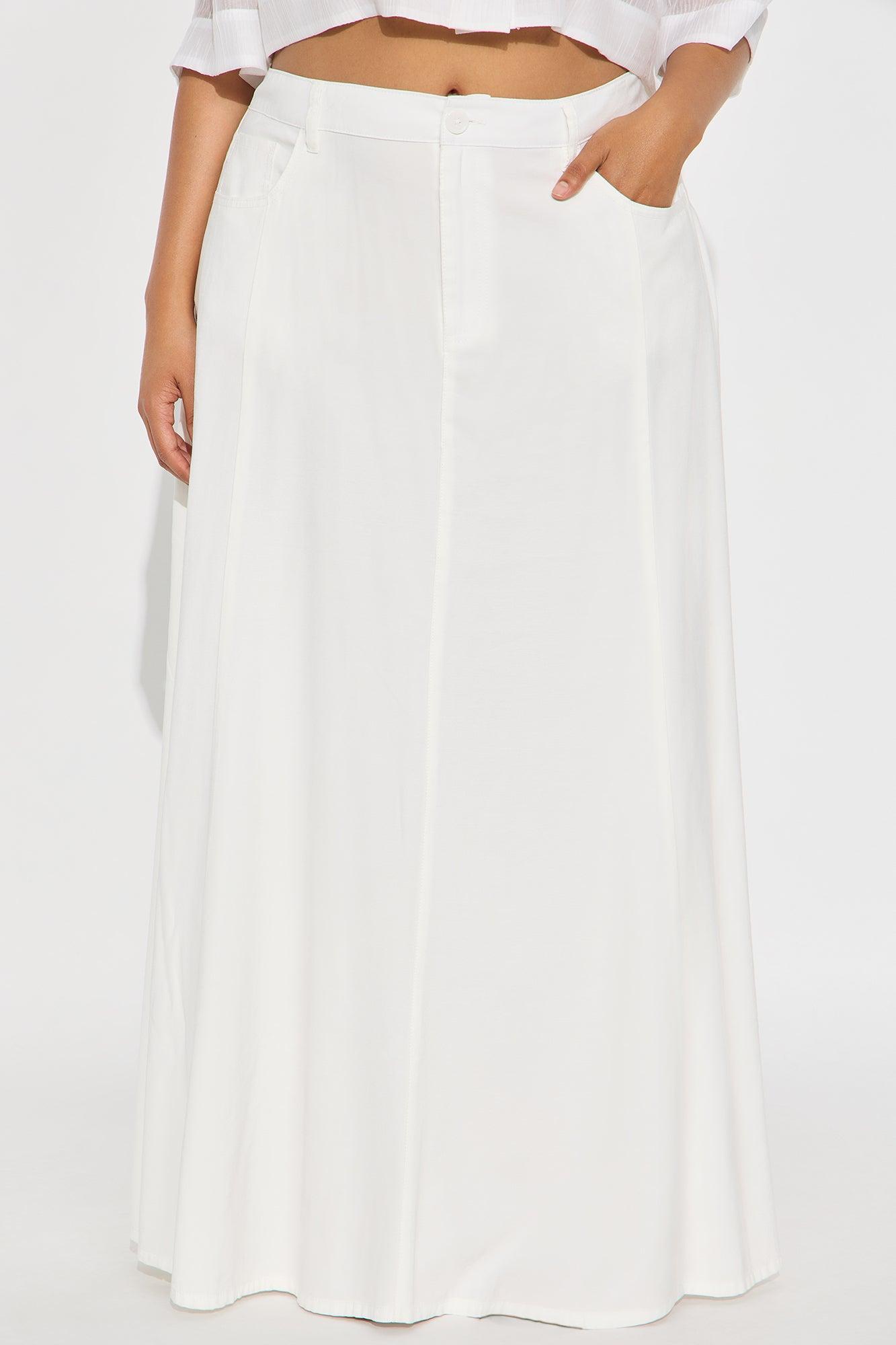 Harlow Maxi A Line Pleated Rayon Blend Skirt - Ivory Product Image