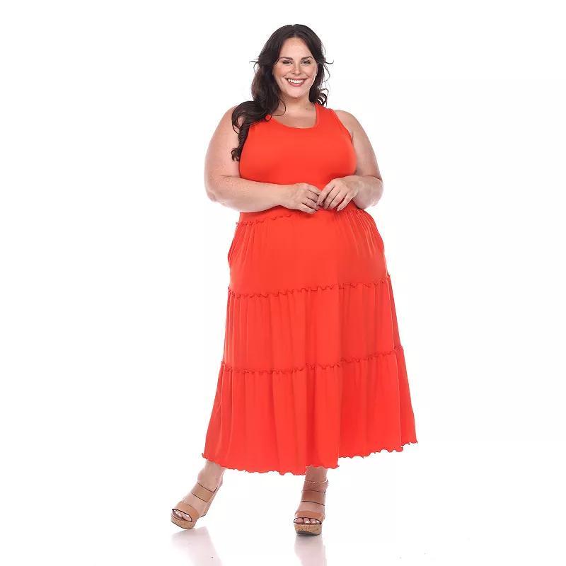 White Mark Plus Size Scoop Neck Tiered Midi Dress Product Image