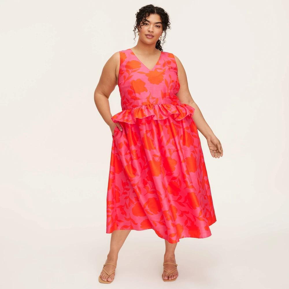 Womens Classic Rose Peplum Midi Dress - kate spade new york x Target /Red Product Image