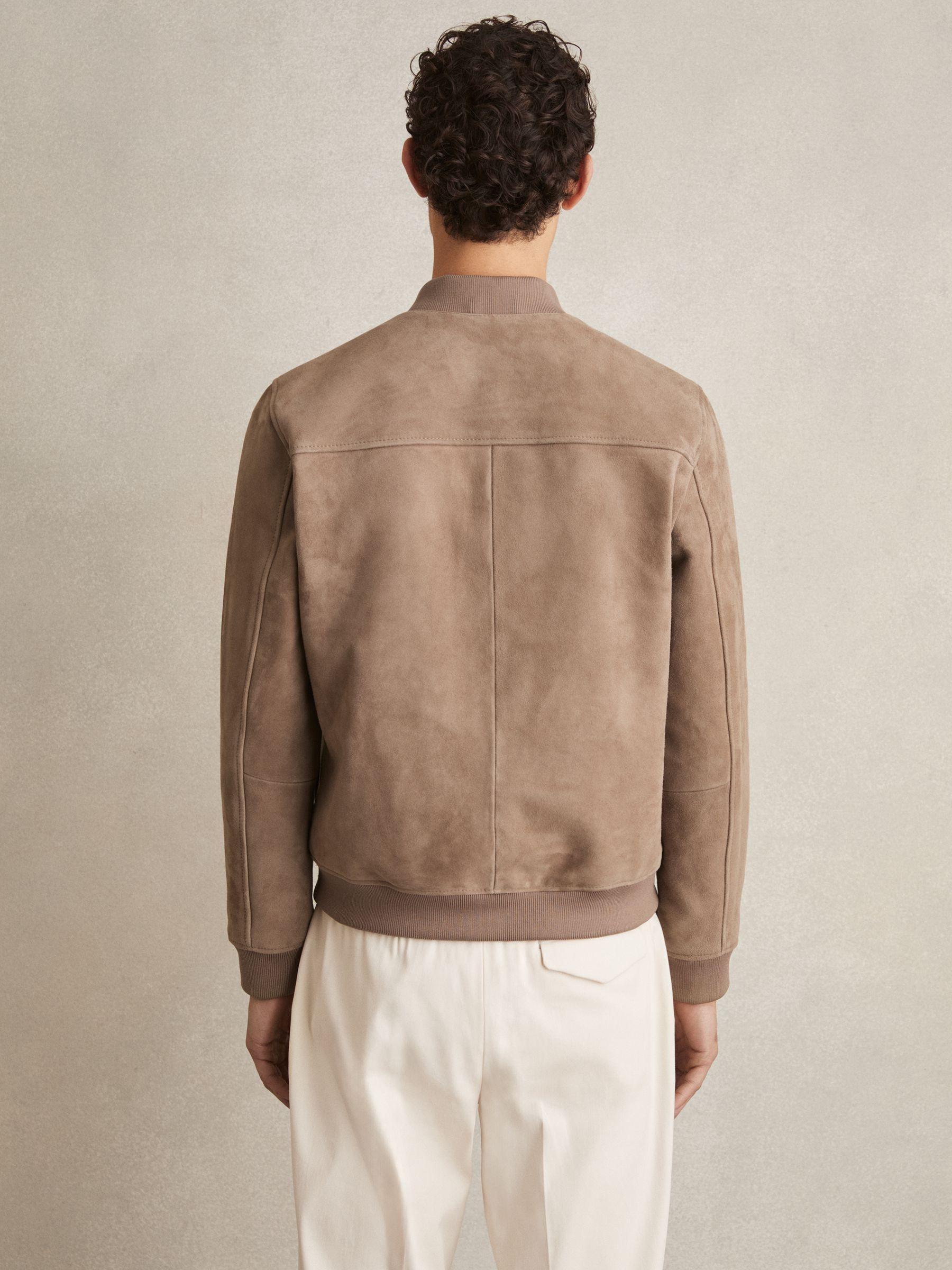 Suede Zip-Through Bomber Jacket in Mink Product Image
