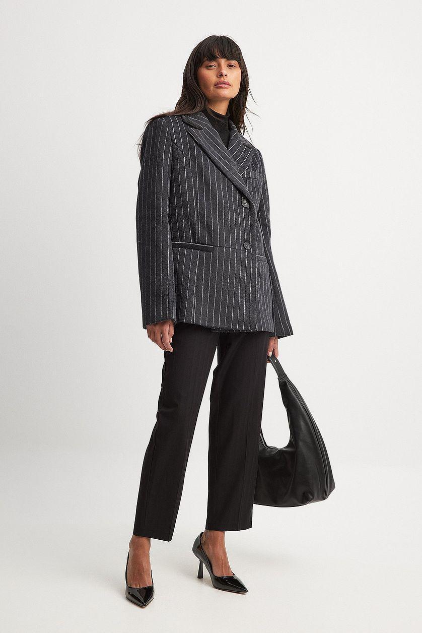 Wool Blend Oversized Blazer Jacket Product Image