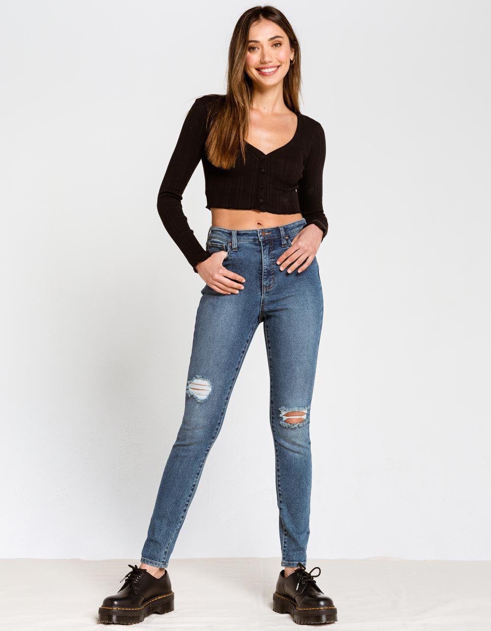 RSQ Curvy Womens High Rise Skinny Jeans - MEDIUM WASH Product Image