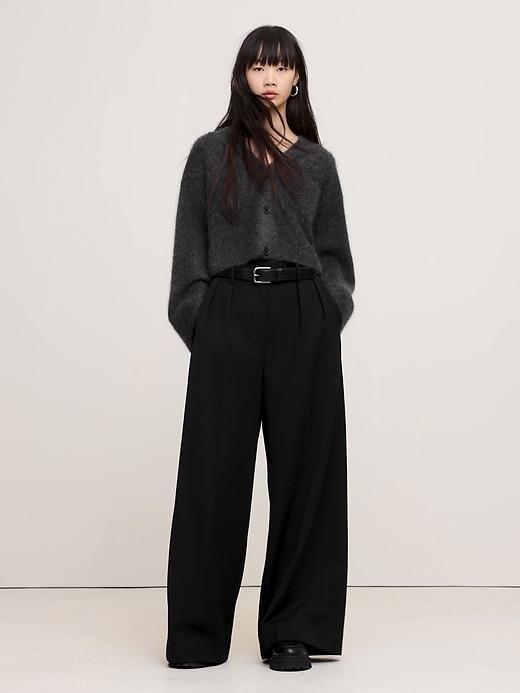 Brushed Cashmere Flare-Sleeve Cardigan Product Image