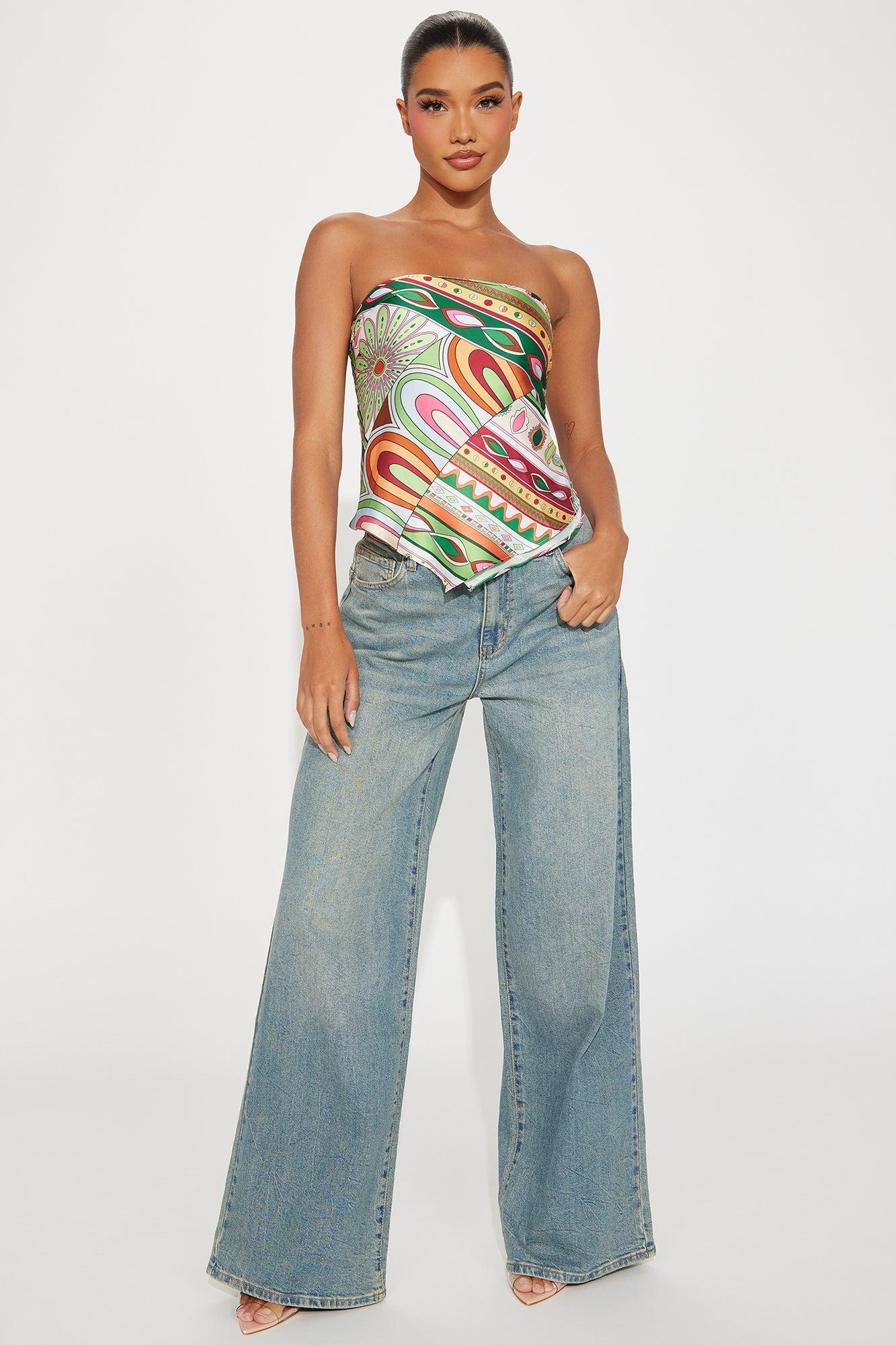 South Beach Handkerchief Top - Green/combo Product Image