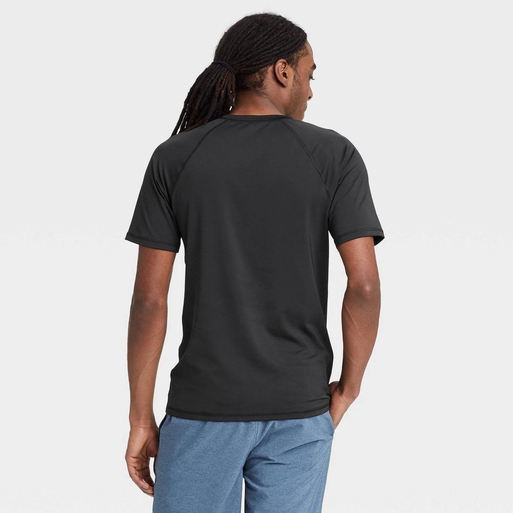 Men's Big & Tall Short Sleeve Rash Guard Swim Shirt - Goodfellow & Co™ Black XLT: Recycled Polyester, UPF 50+, Machine Washable Product Image