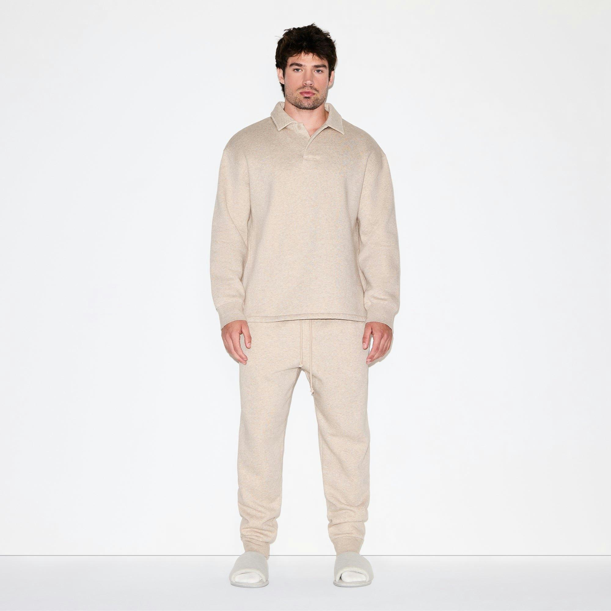 FLEECE LOUNGE MENS RELAXED ZIP UP HOODIE | DESERT HEATHER Product Image