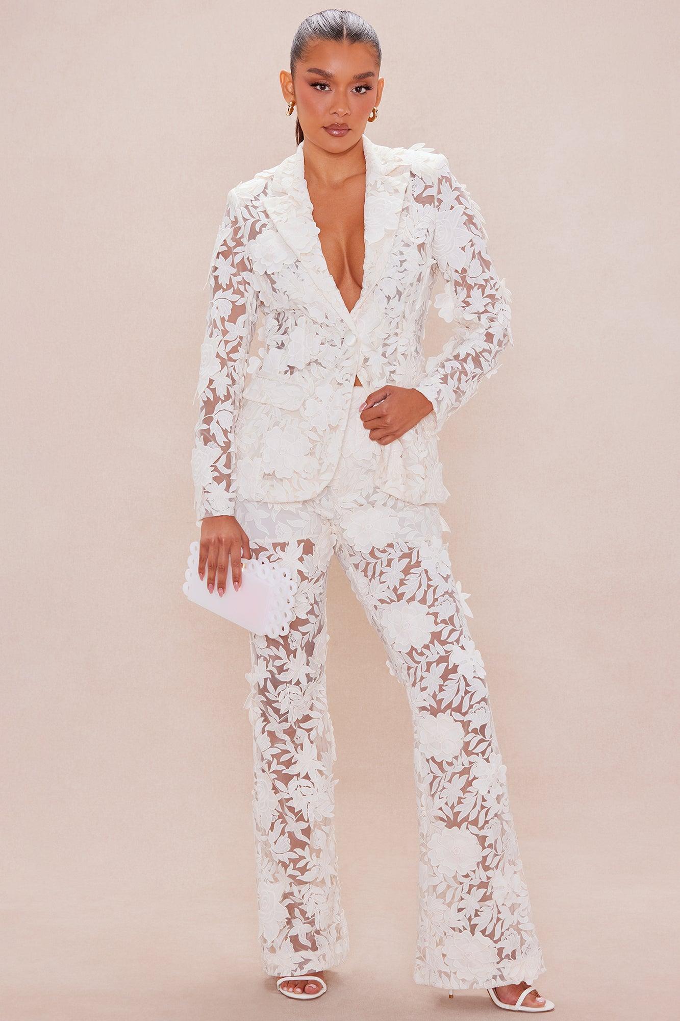Catalina Embroiderd Blazer - Cream Product Image