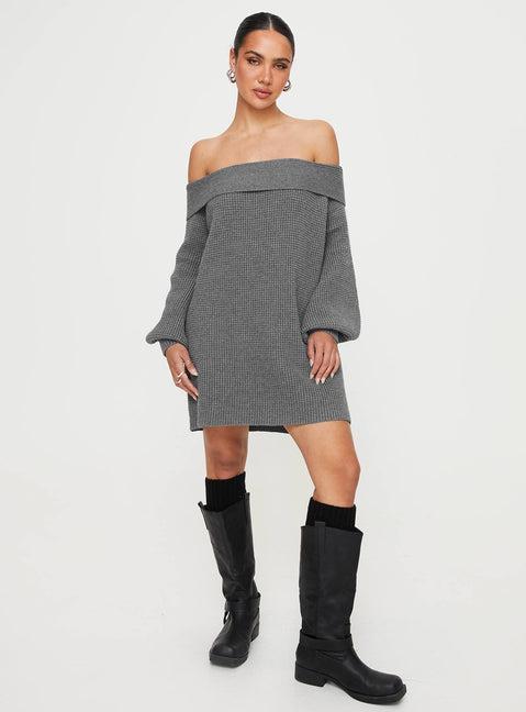 Deya Off The Shoulder Mini Dress Grey Product Image