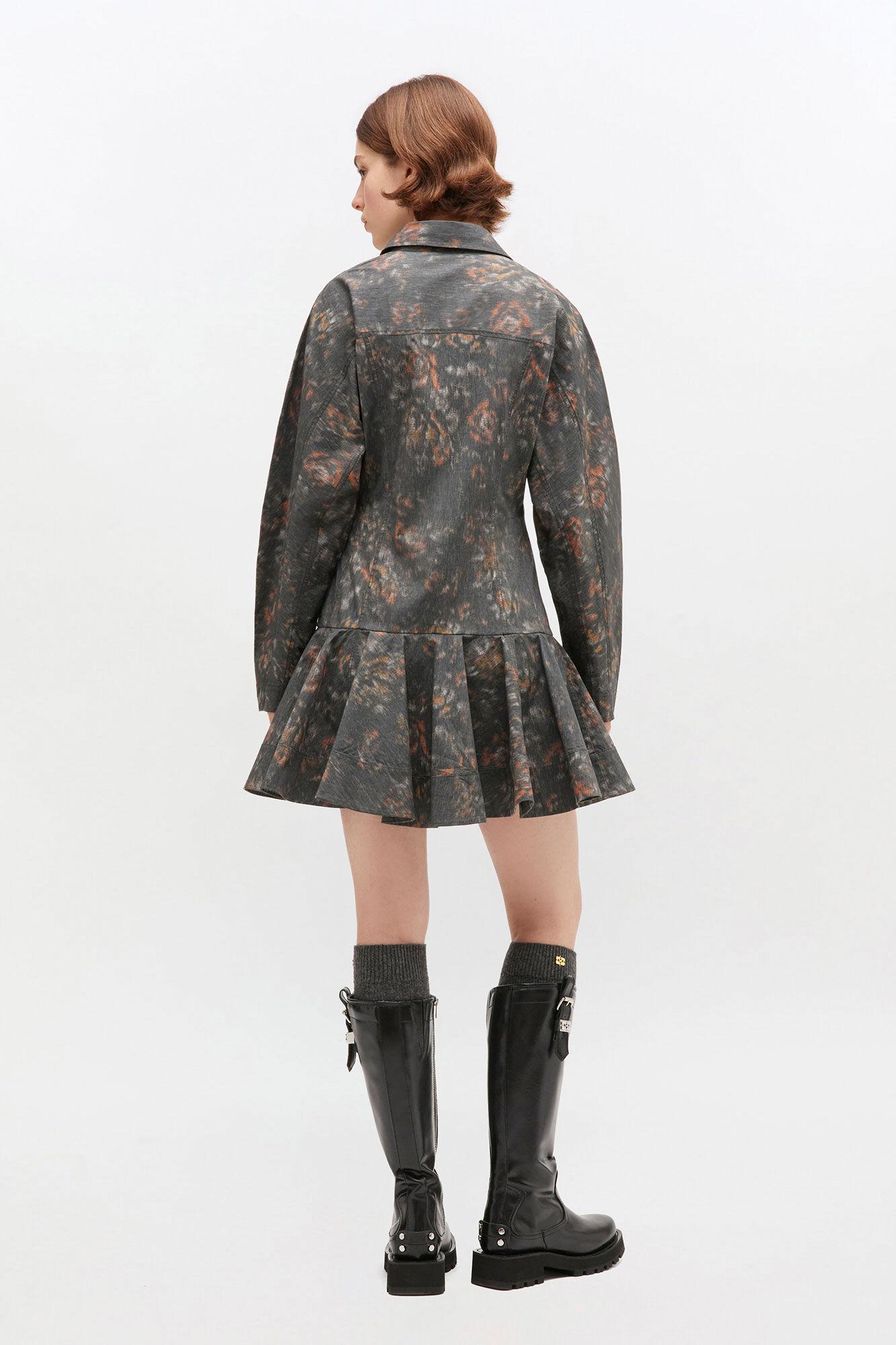 Black Floral Shirt Dress Product Image