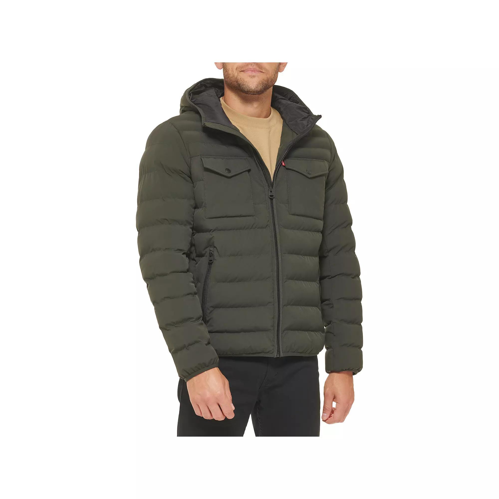 Mens Levis Stretch Two Pocket Quilted Hooded Jacket Product Image