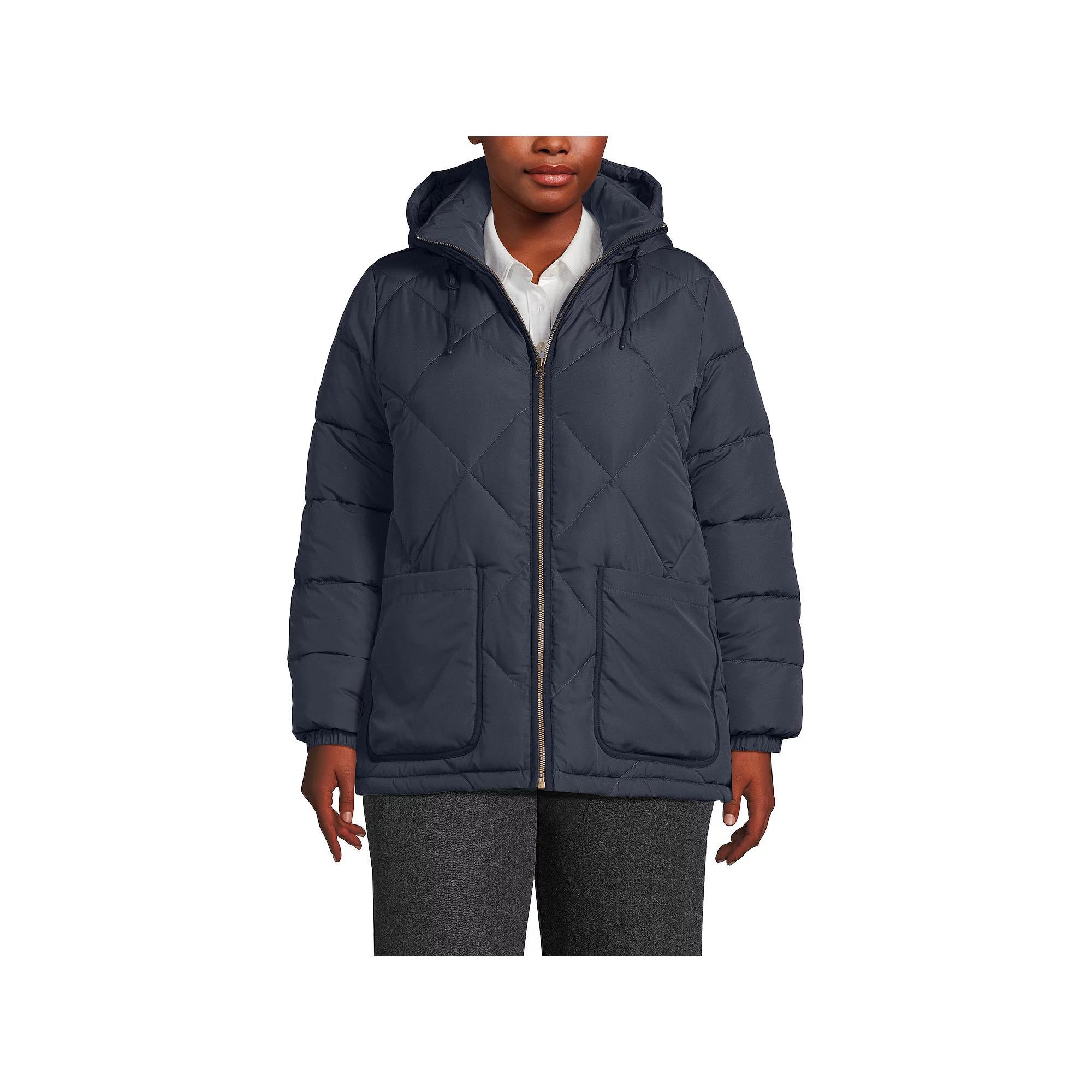 Plus Lands' End FeatherFree Insulated Hooded Quilted Jacket, Women's, Size: 3XL, Dark Auburn Brown Product Image
