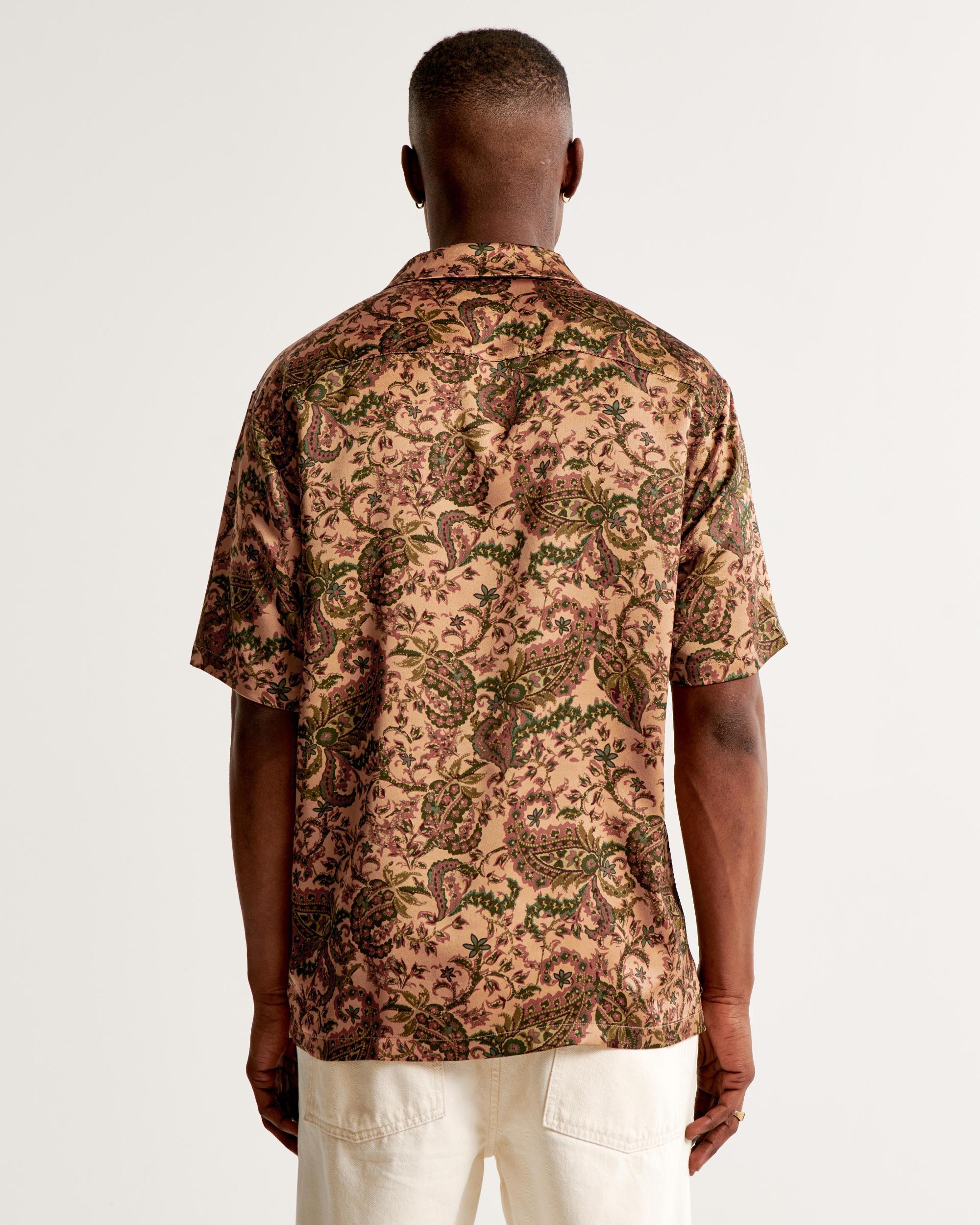 Camp Collar Silky Button-Up Shirt Product Image