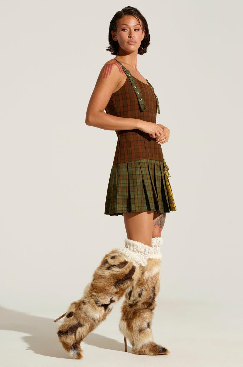 PLAYTIME IS OVER PLAID MINI DRESS Product Image