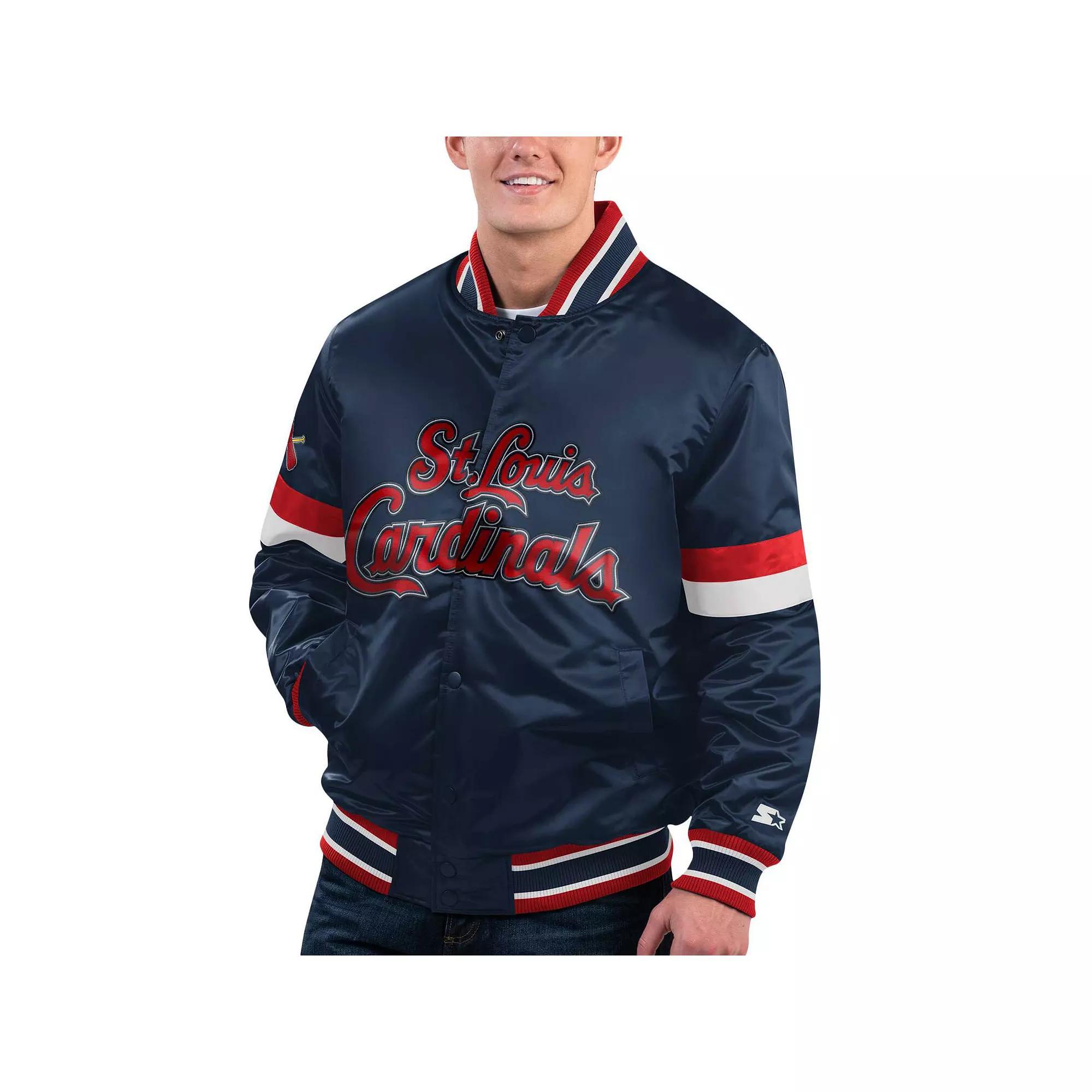 Men's Starter Navy St. Louis Cardinals Home Game Satin Full-Snap Varsity Jacket, Size: 2XL, Blue Product Image